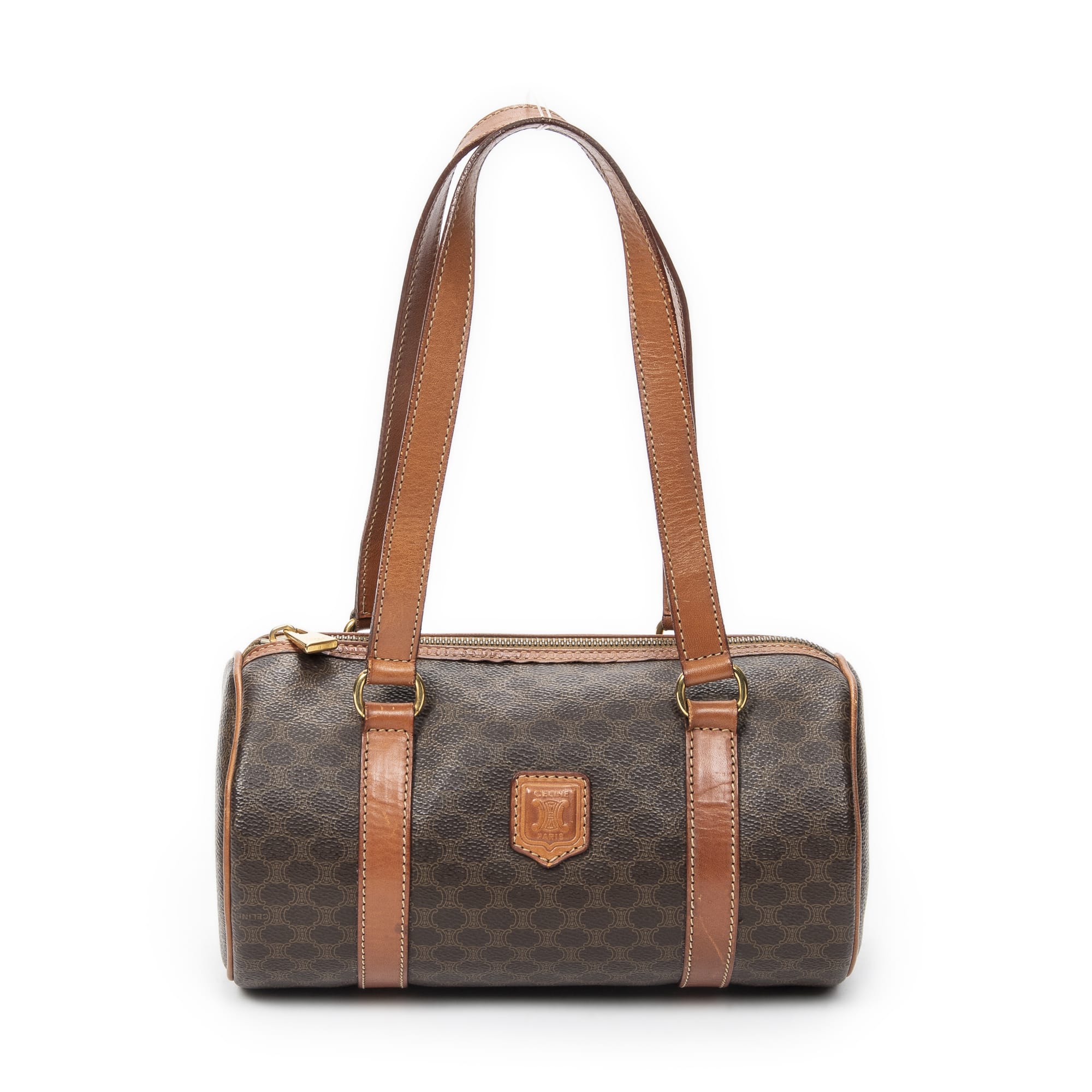 Celine Celine Brown Coated Canvas Vintage Barrel Bag ABC7080