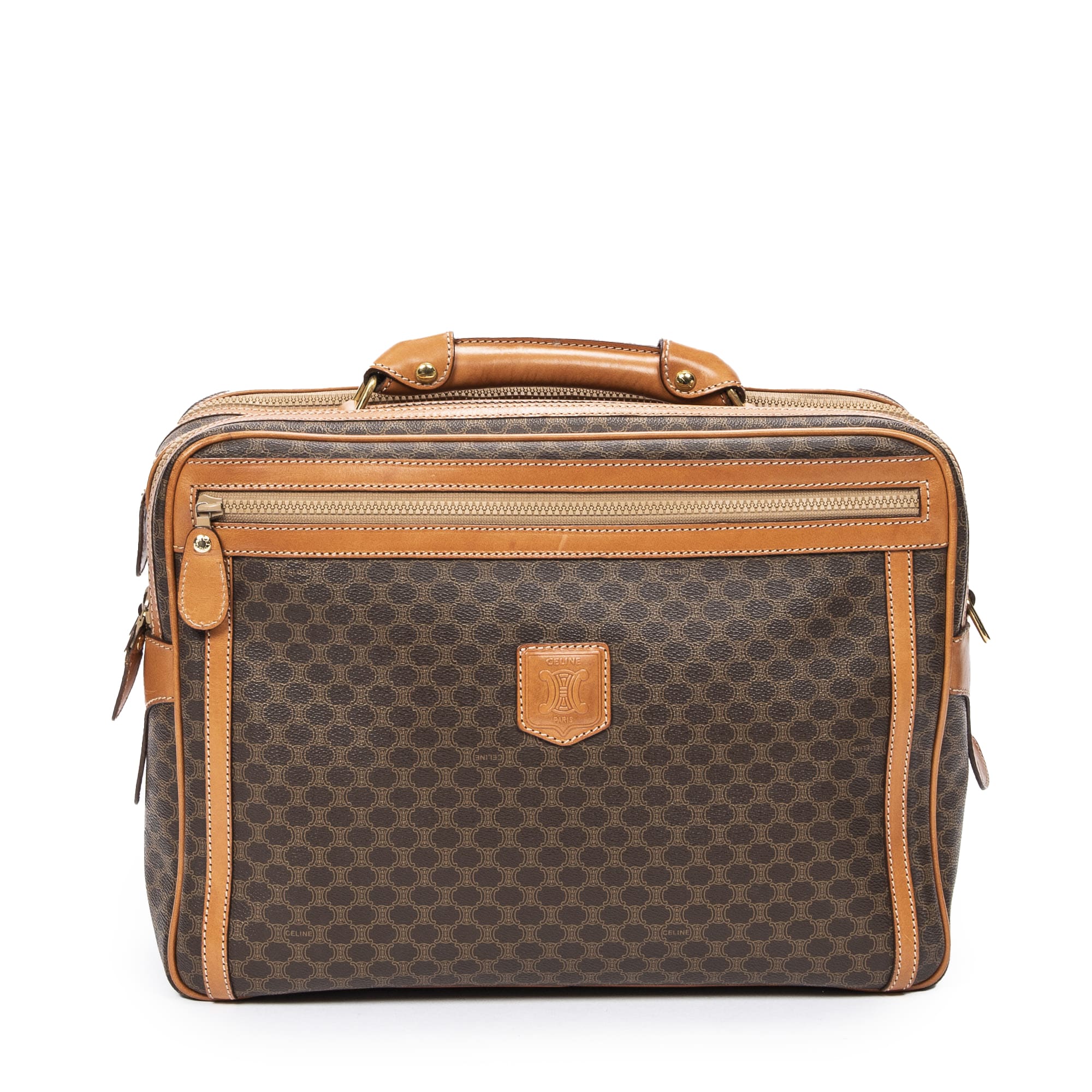 Celine Celine Brown Coated Canvas Vintage Large Business Bag AAX3361