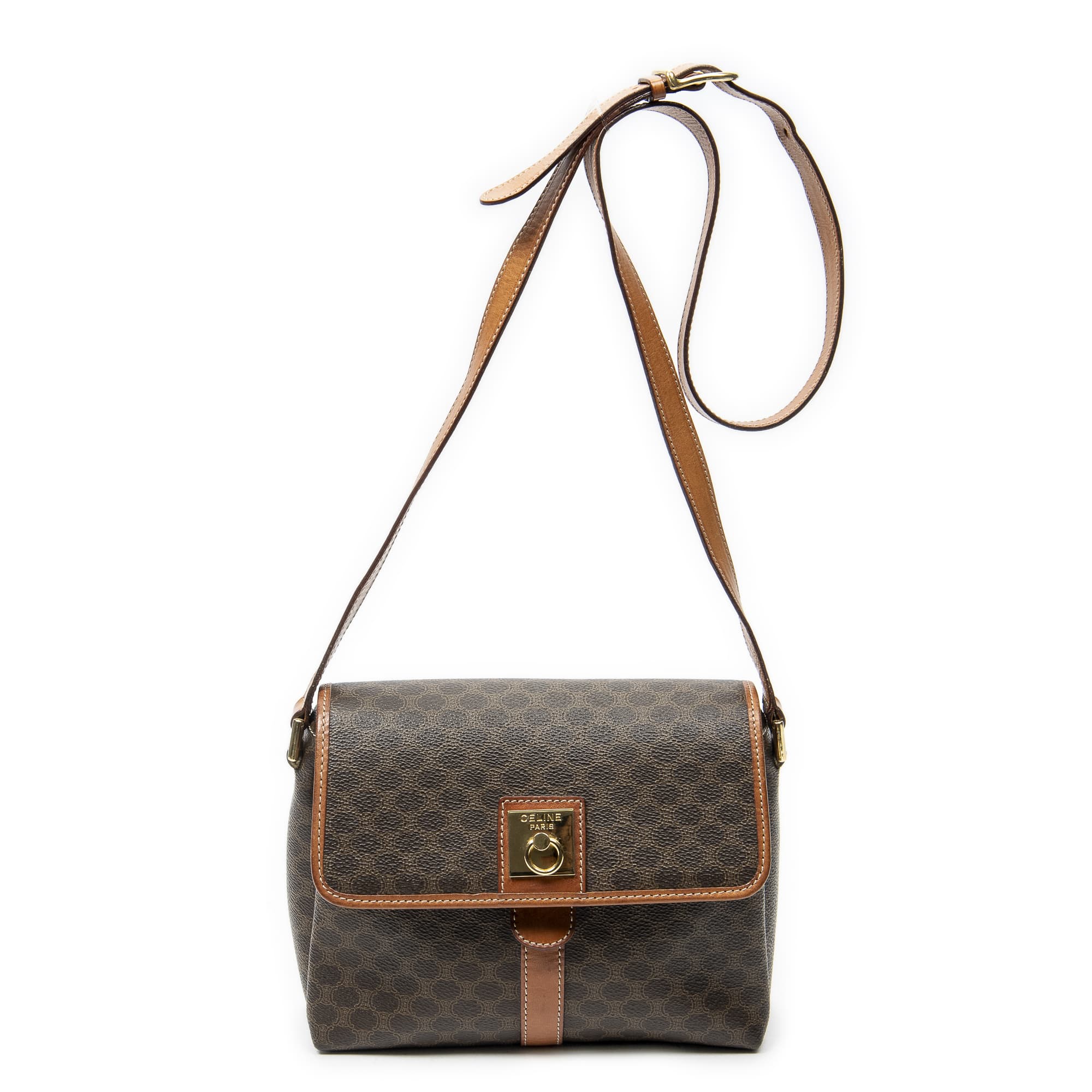 Celine Celine Brown Coated Canvas Vintage Small Flap Crossbody ABC4322