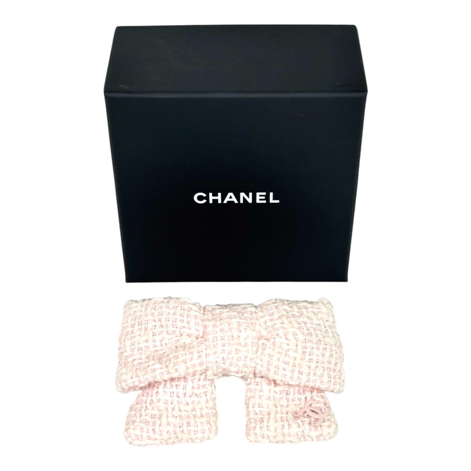 Chanel Hair Accessories Pink Tweed Clip