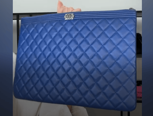 Chanel C26030279 Chanel Boy Clutch Blue Lambskin