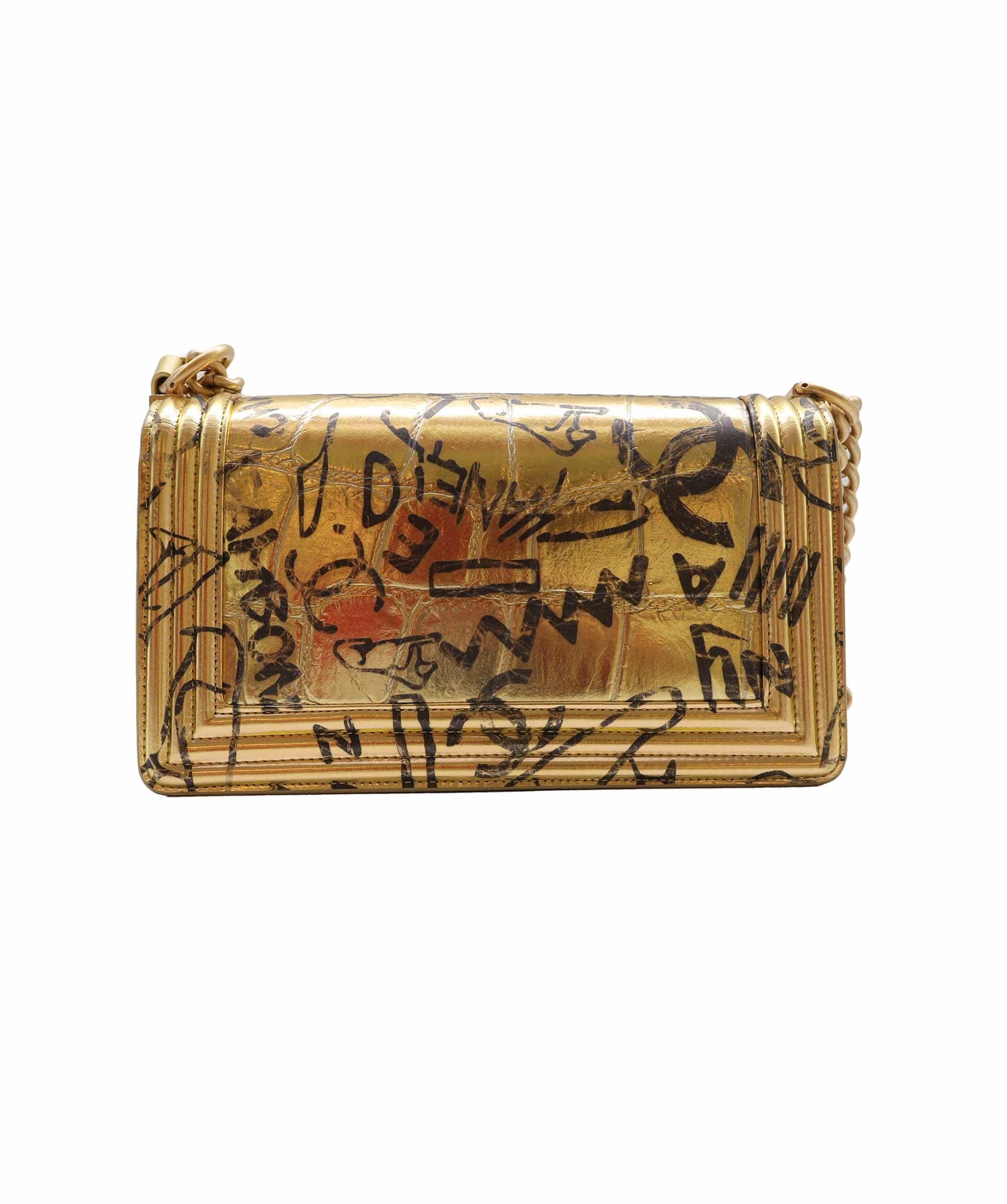 Chanel Chanel 19A Egypt Gold Crocodile Print Graffiti Boy Bag - DXBS2695