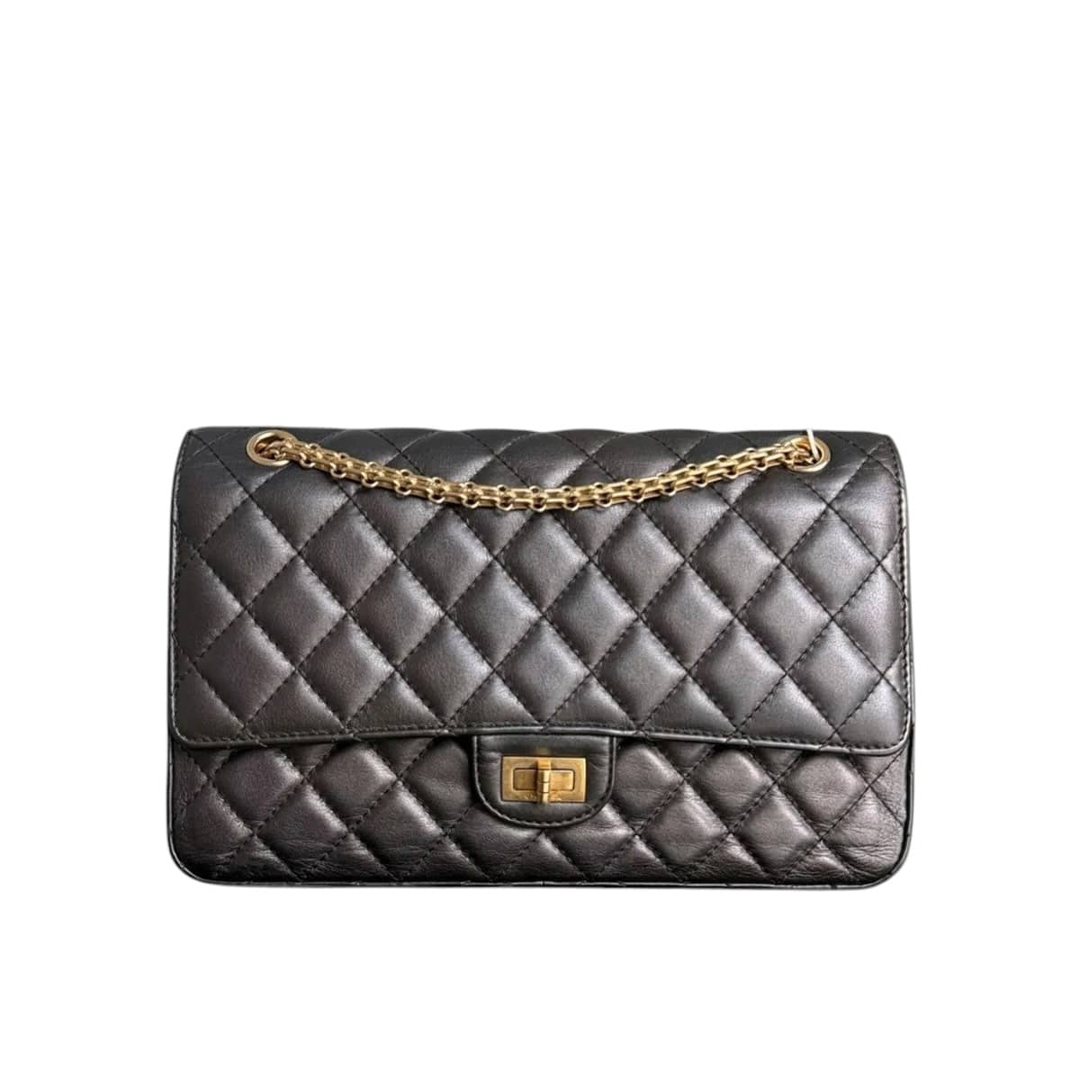 Chanel CHANEL 2.55 REISSUE 226 - QUILTED AGED CALFSKIN DARK GREY BRONZE GOLD HARDWARE SYCM632