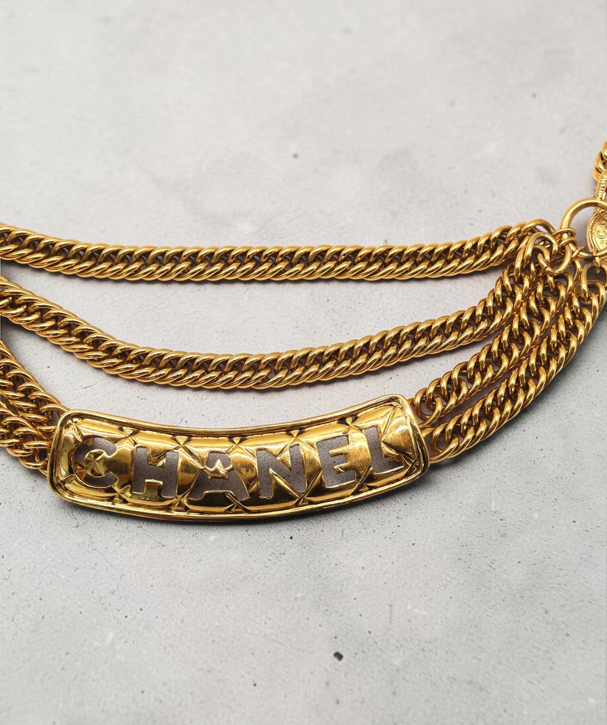Chanel Chanel 24k Gold GIlded Vintage 'Chanel' Belt AGC3850