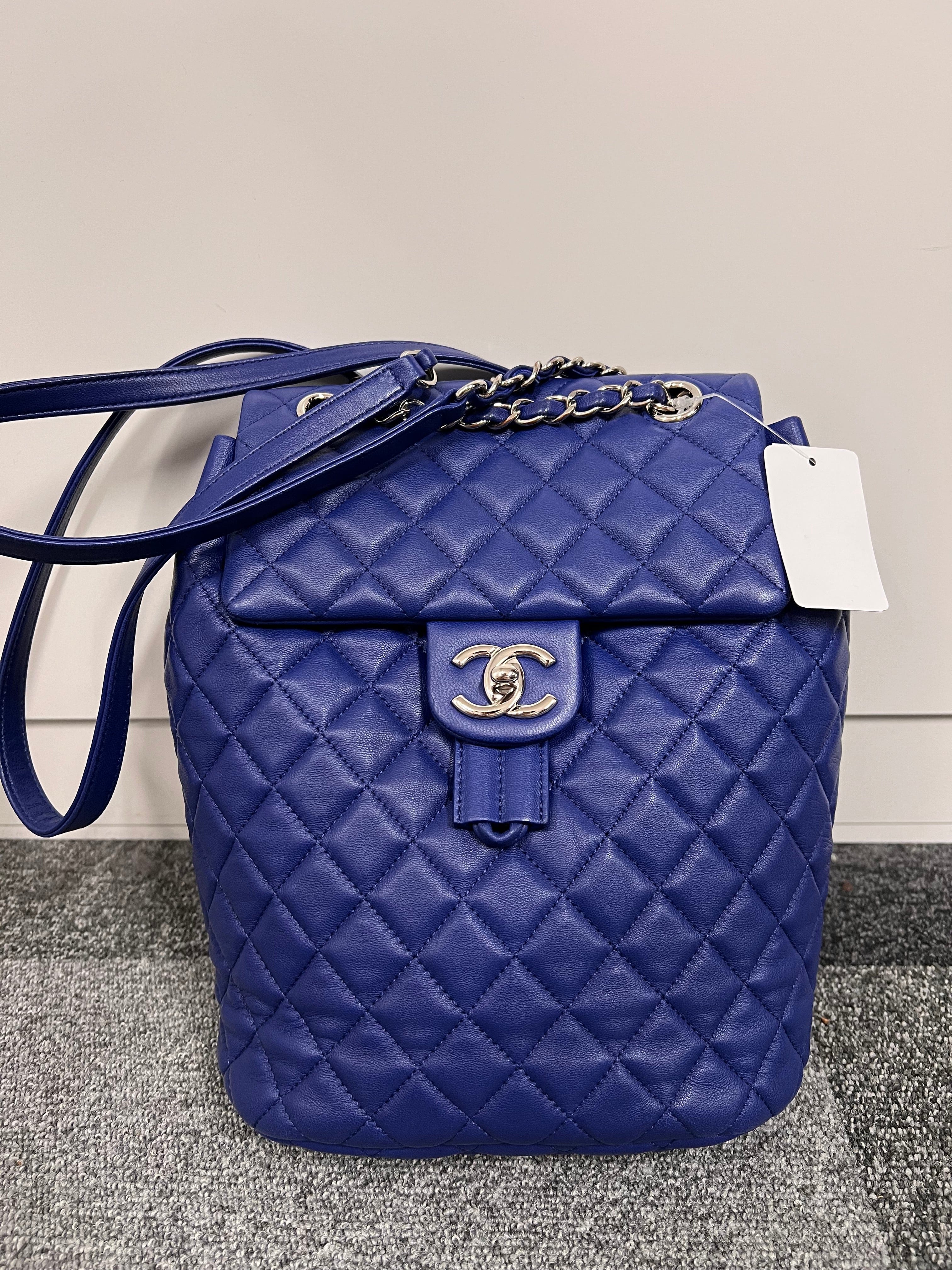 CHANEL CHANEL A91121 Lamb Blue Matelasse Backpack B0814JR527