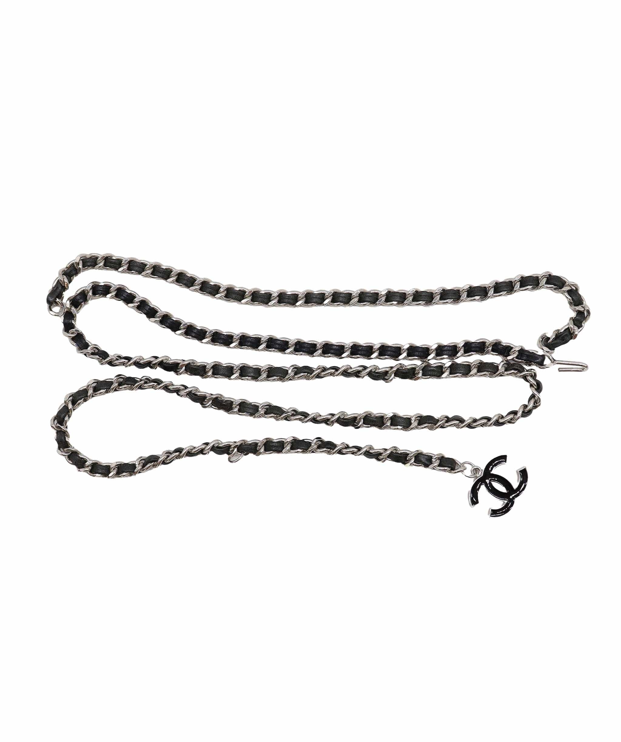 Chanel Chanel Belt Black  Lambskin / Enamel CC Logo SHW #85 SKC2006