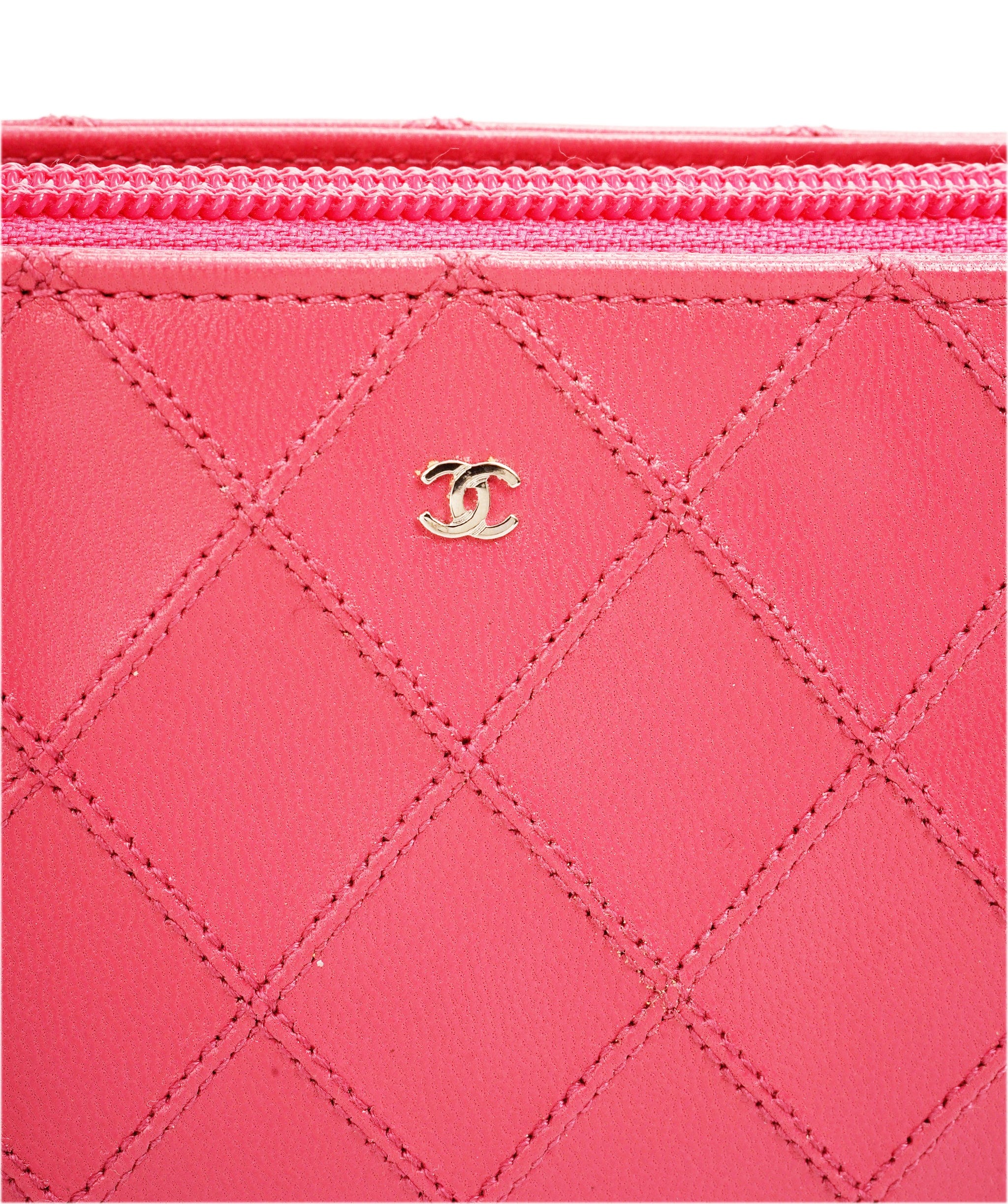 Chanel CHANEL Bicolore Chain Accessory Pouch Lamb Skin Pink CC DBXS1767