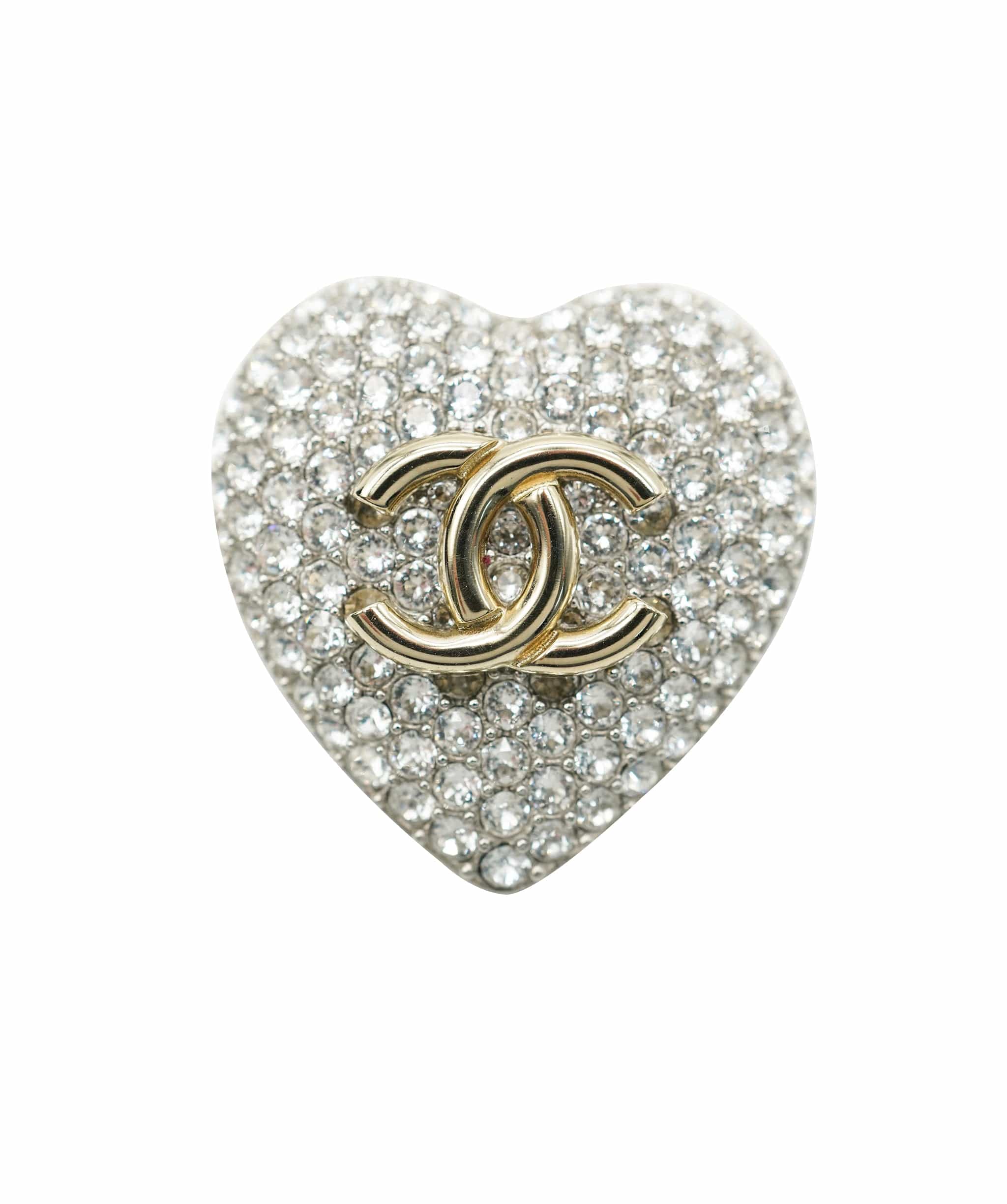 Chanel Chanel Big heart rhinestone cc brooch AVC1936