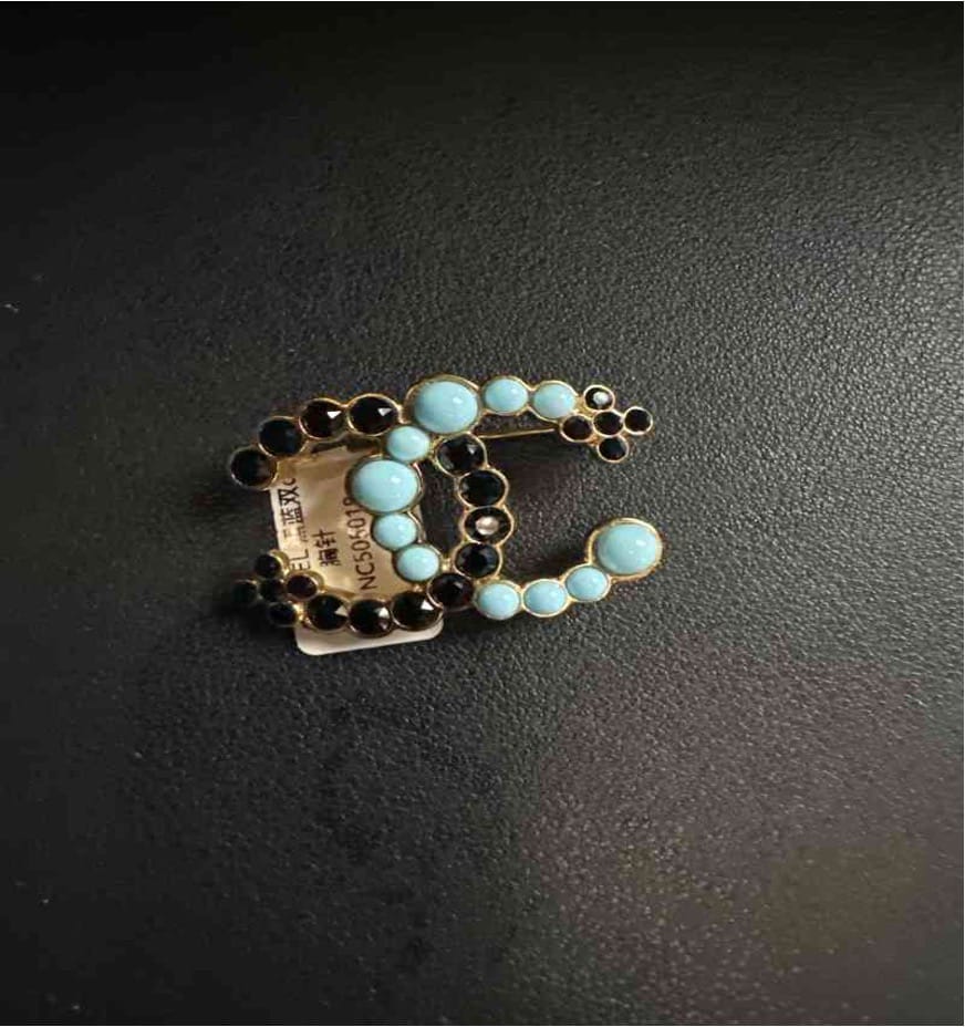 Chanel CHANEL Black and Blue Double C Brooch NC505018
