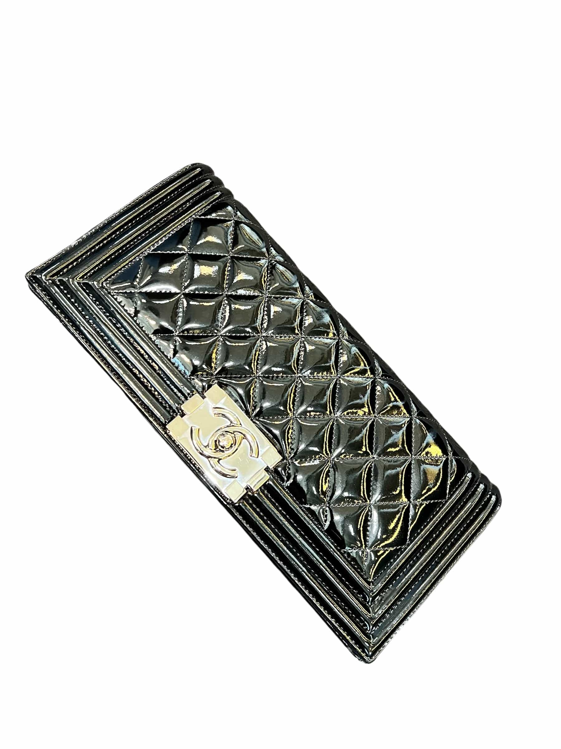 Chanel Chanel Boy Clutch Patent Black PHW #18 SSLG1059