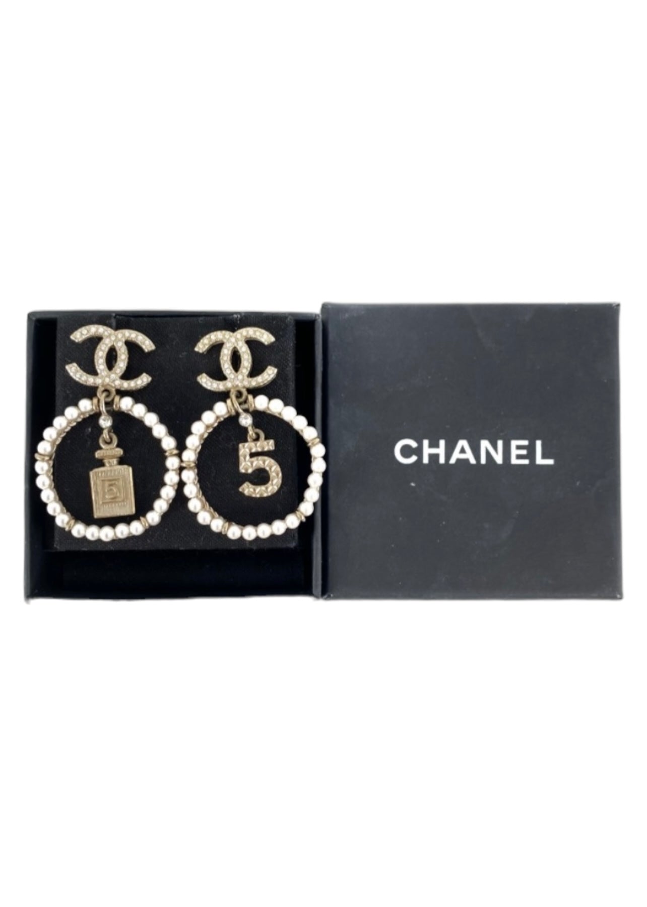 Chanel Chanel CC Dangle Hoop Earrings (Pierced) SKC1793