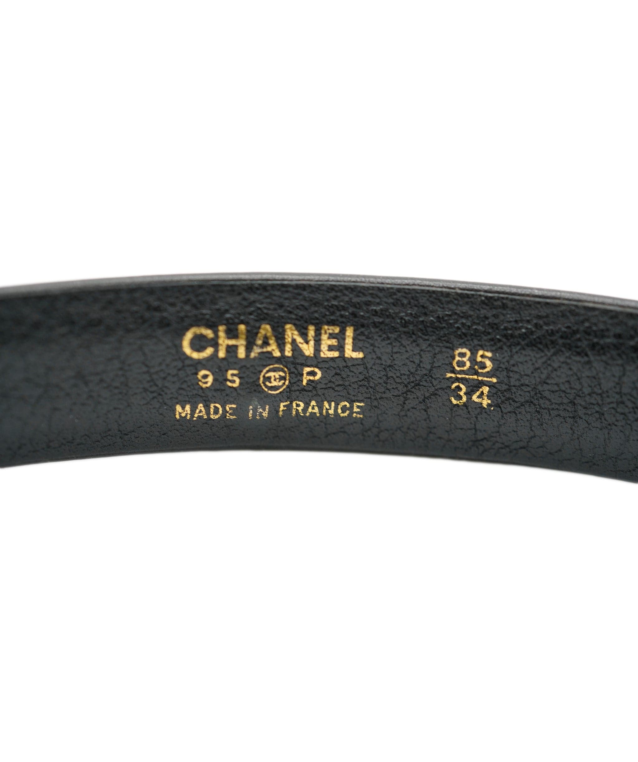 Chanel Chanel CC Leather Belt Black Gold ASL10438