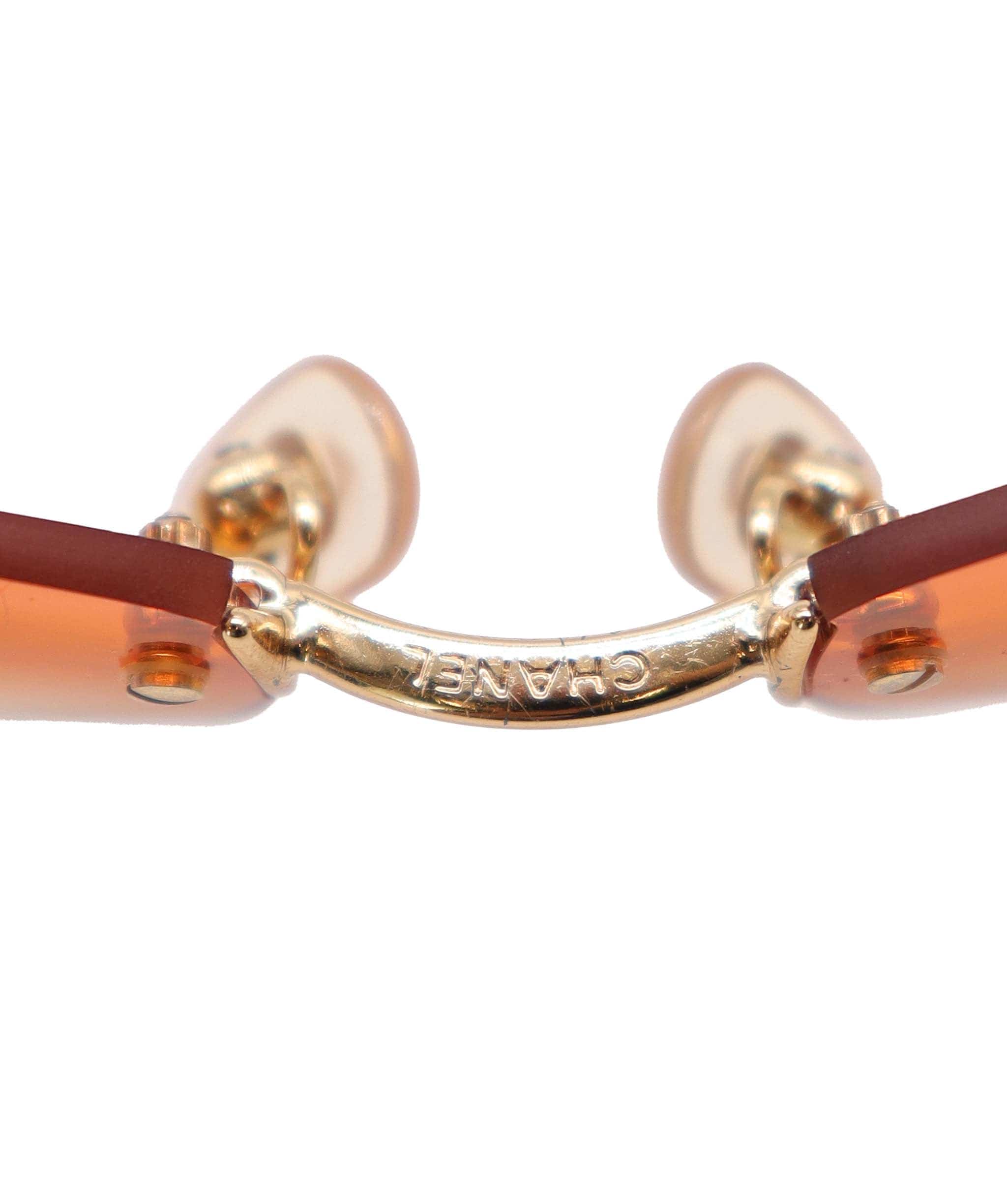 Chanel Chanel CC Rimless Sunglasses Orange DXBS4244