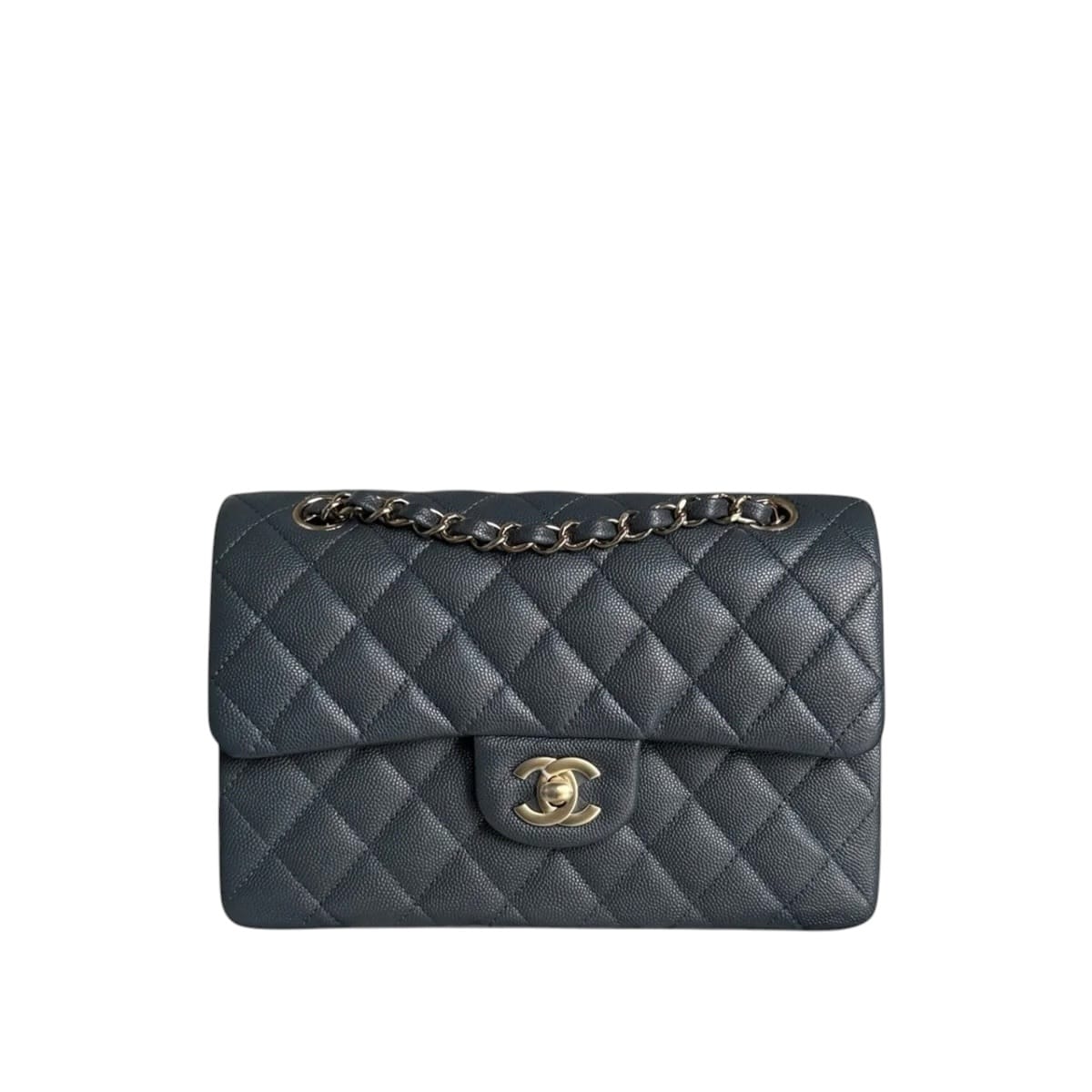 Chanel CHANEL CLASSIC FLAP SMALL - CAVIAR 23CM QUILTED DARK GRAY GREY GOLD HARDWARE SERIES 26 SYCM631