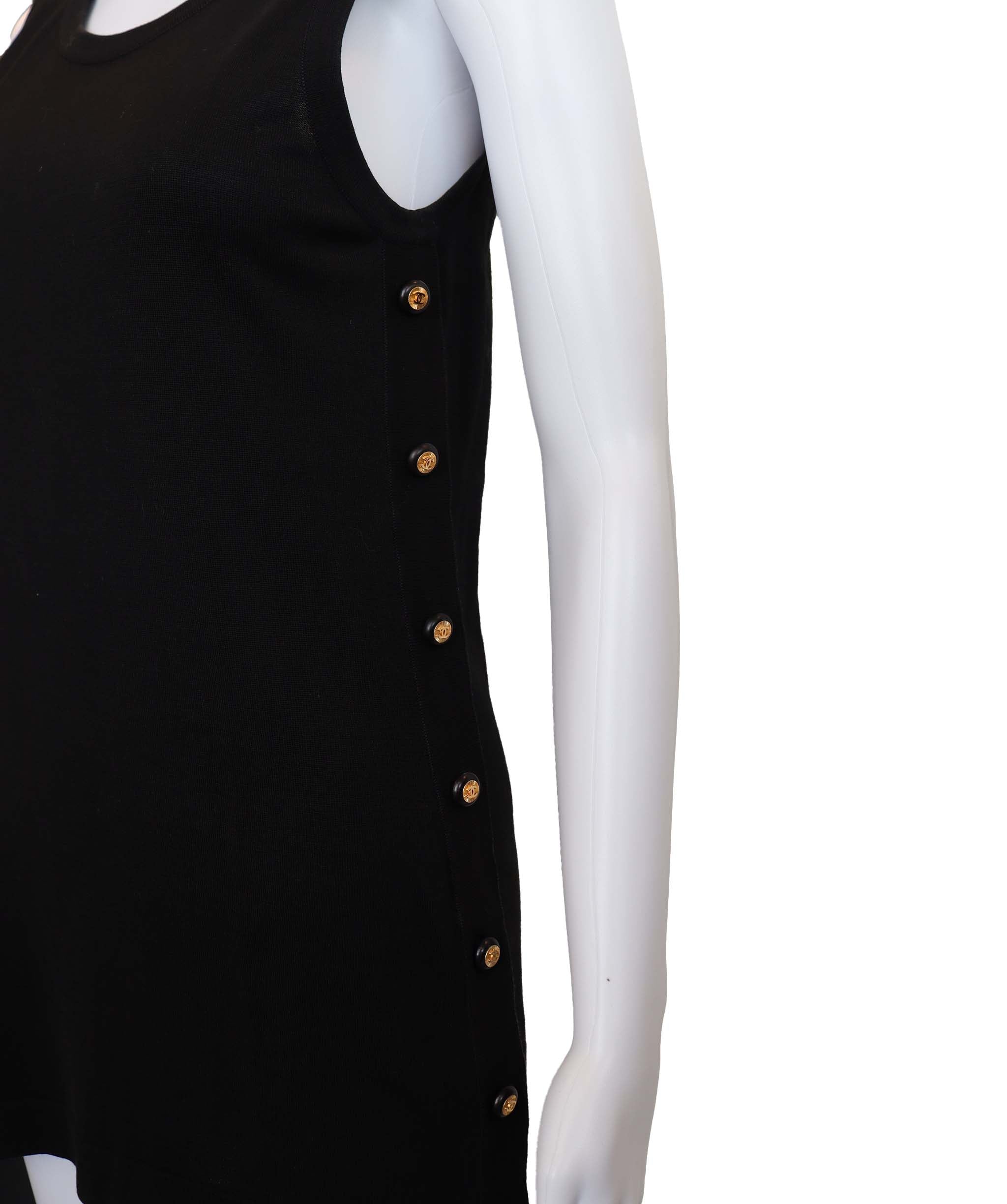 Chanel Chanel Coco Button Black Sleeveless Top Size 34 DXBS3674