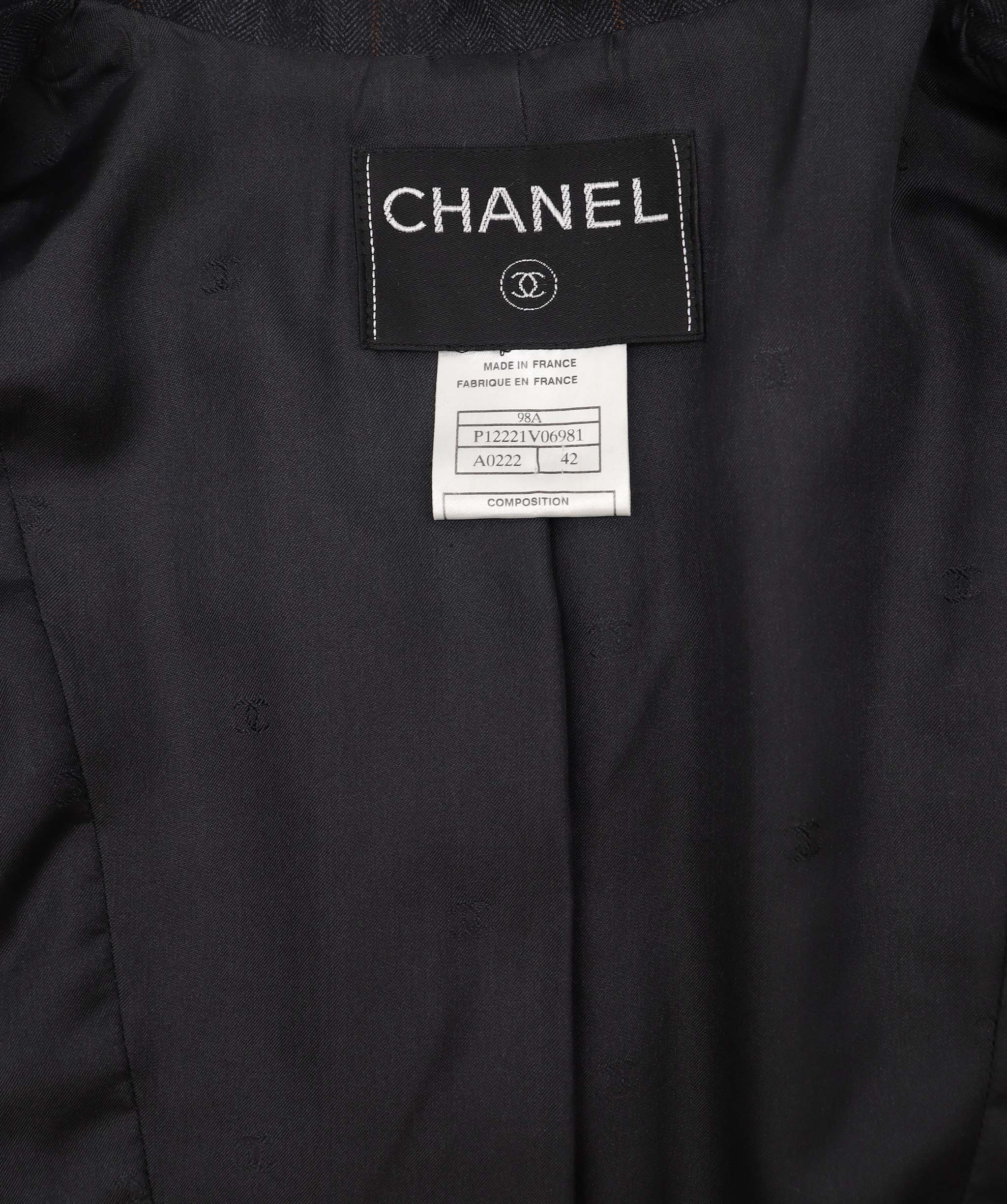 Chanel Chanel Coco Button Denim Grry Suit Size 42 DXBS3645