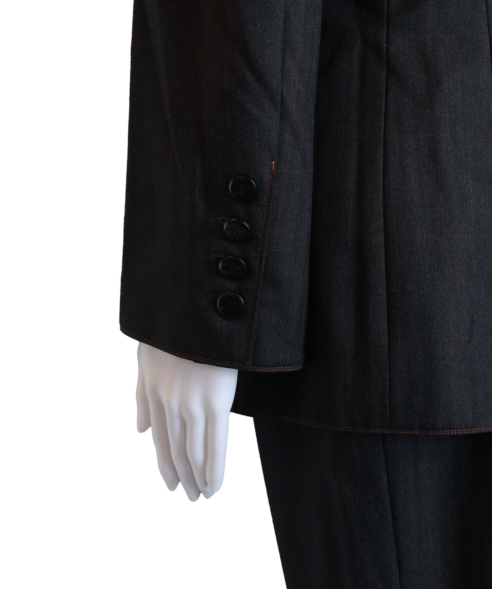 Chanel Chanel Coco Button Denim Grry Suit Size 42 DXBS3645