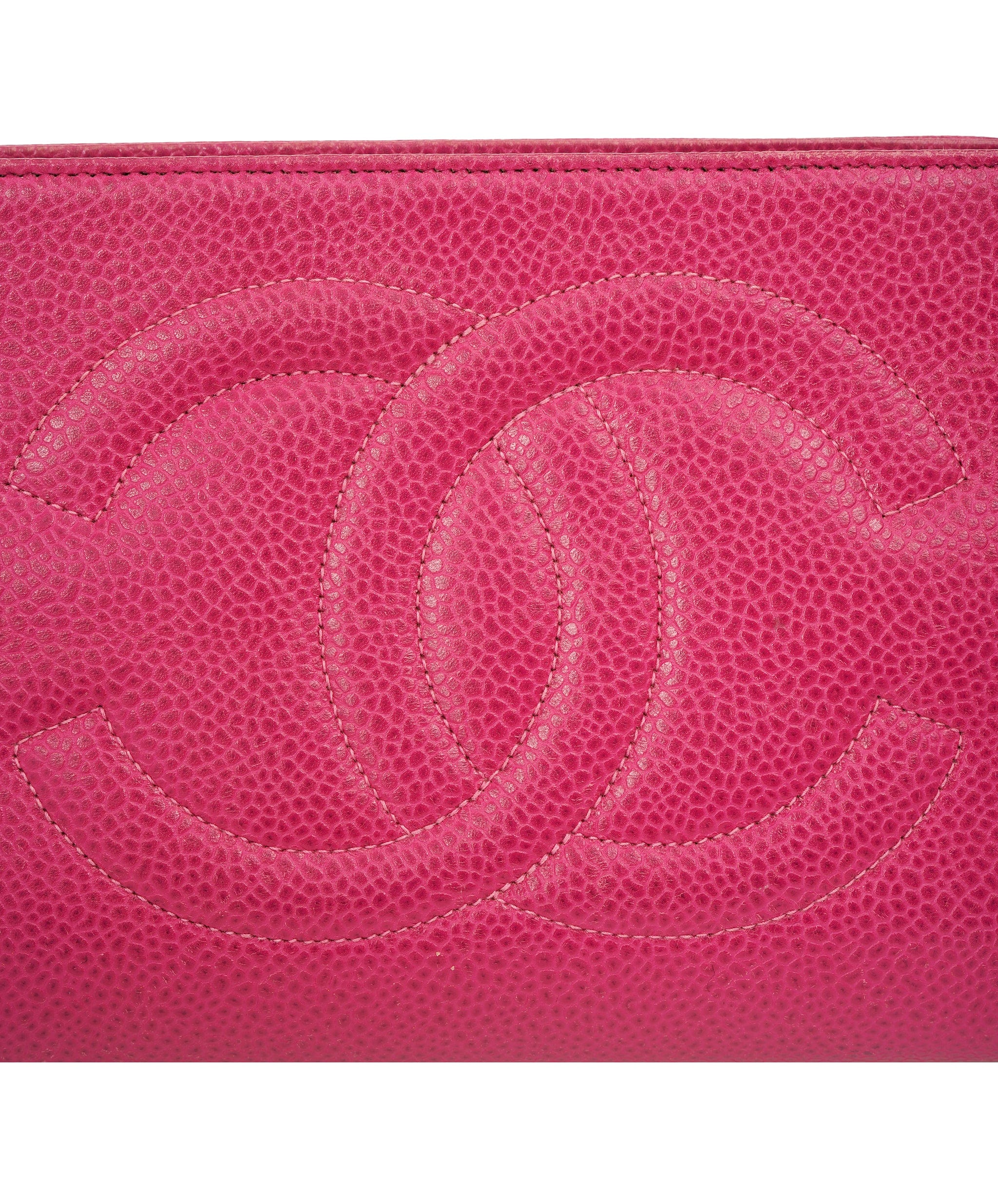 Chanel CHANEL COCO Mark Pouch Caviar Skin Pink CC Auth yk11077 DBXS1734