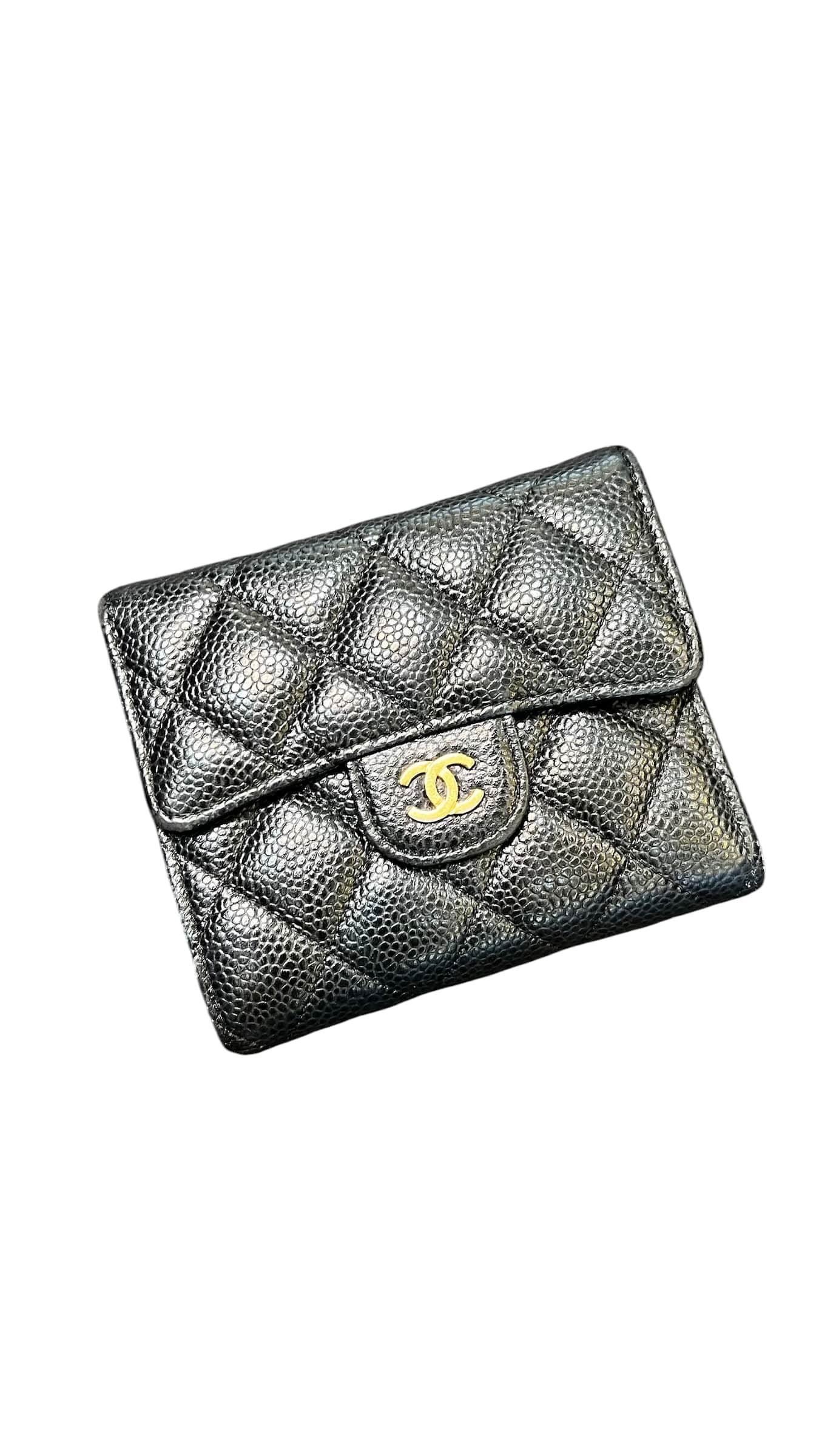 Chanel Chanel Compact Wallet Black Caviar GHW #27 SSLG1055