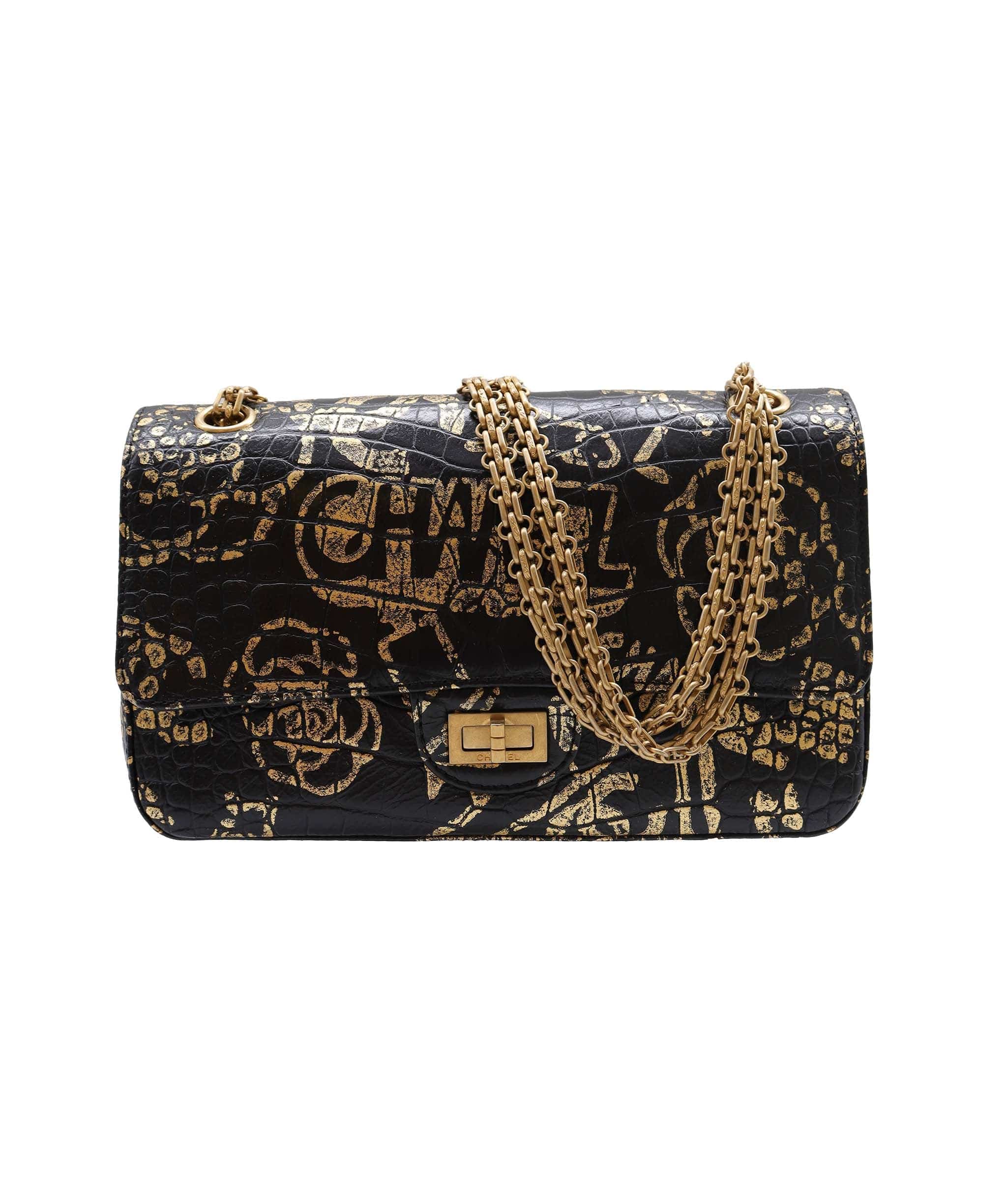 Chanel Chanel Embossed Graffiti 2.55 Crocodile Reissue  - DXBS2693