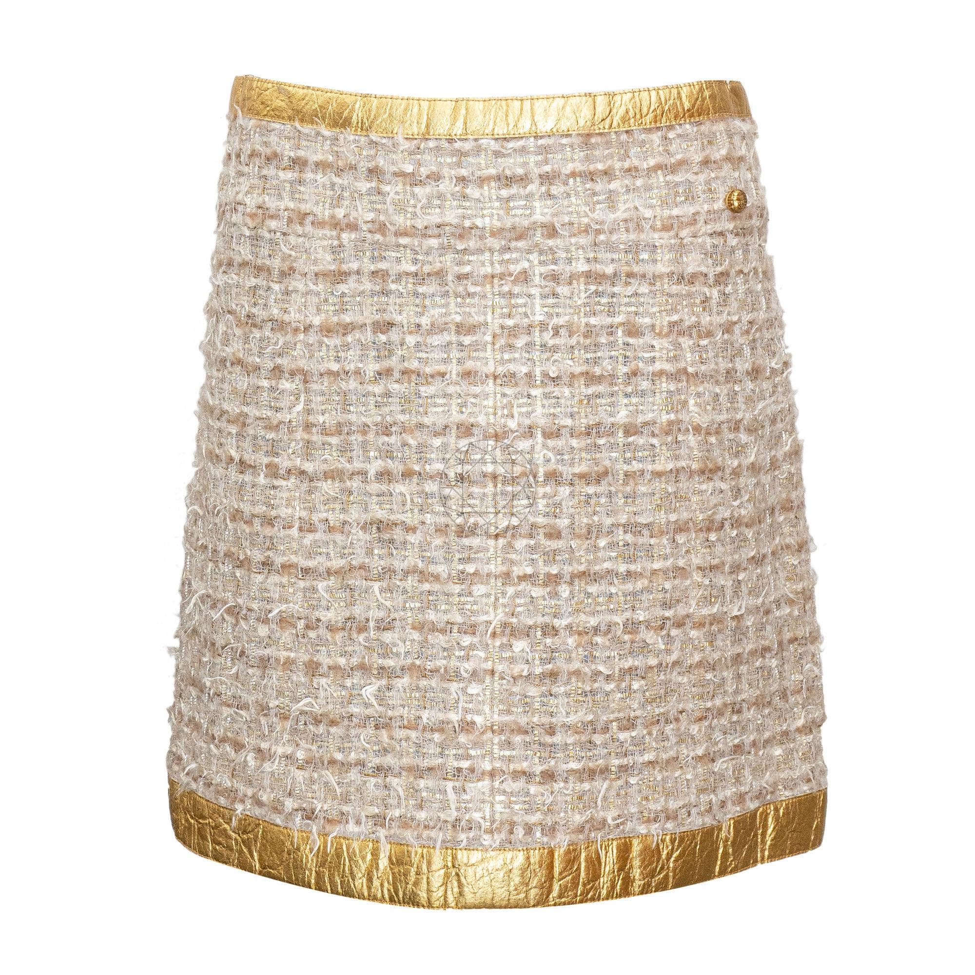 Chanel Chanel Gold Metallic Tweed Skirt