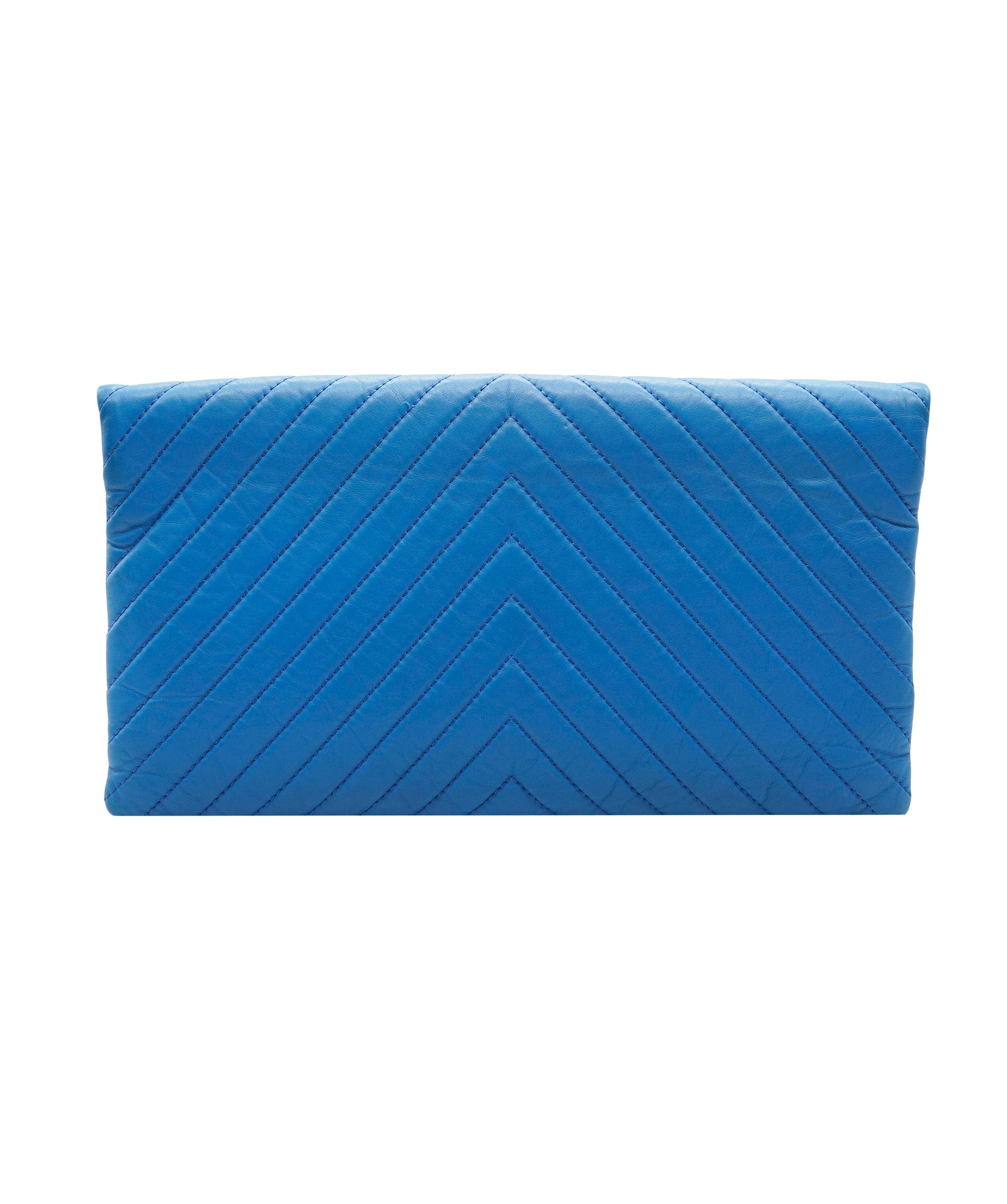 Chanel Chanel large pochette, blue, chevrons, with card and dustbag, excellent conditions  AKL0045