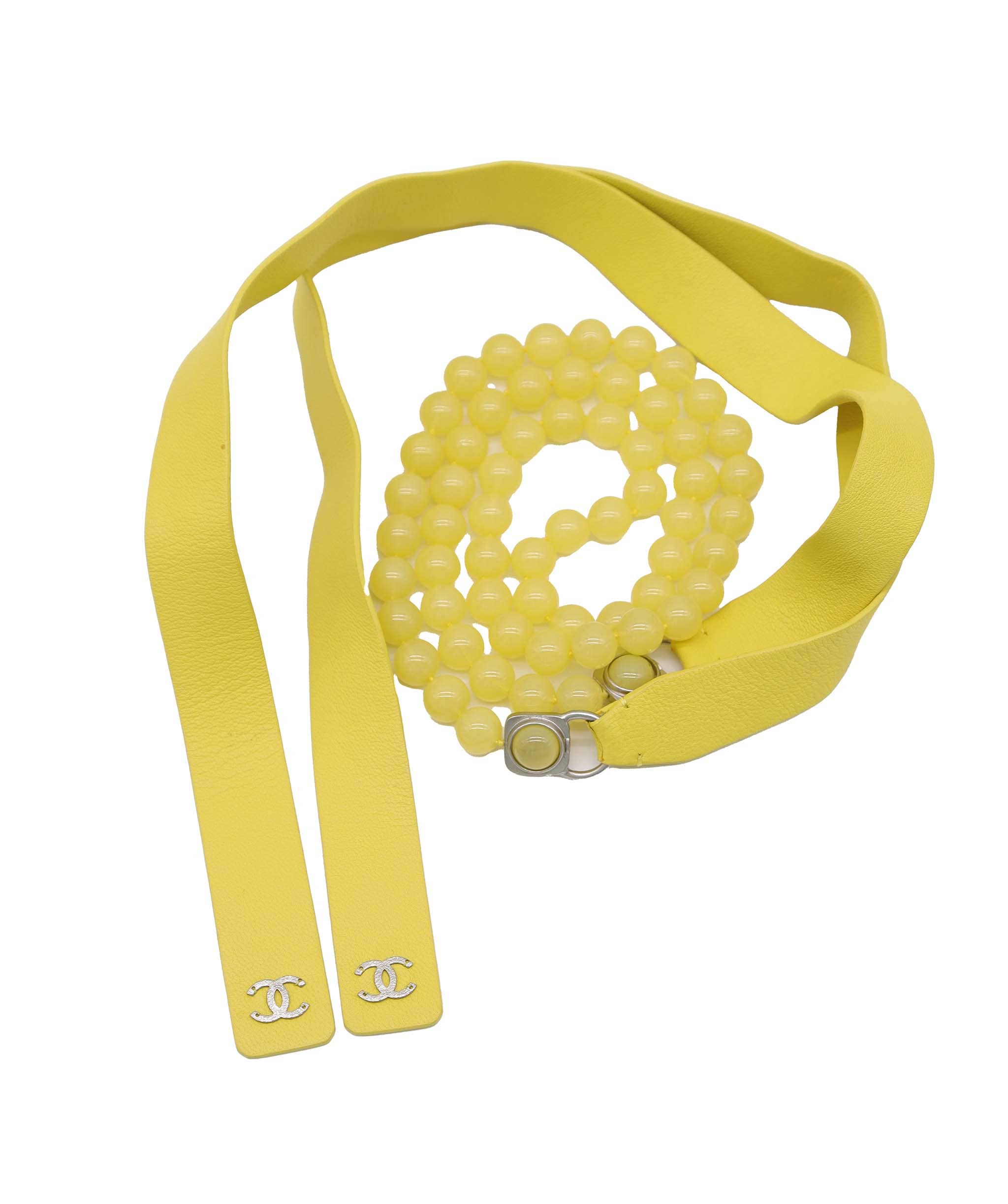 Chanel CHANEL LEATHER PEARL BELT YELLOW YELLOW ASC7313
