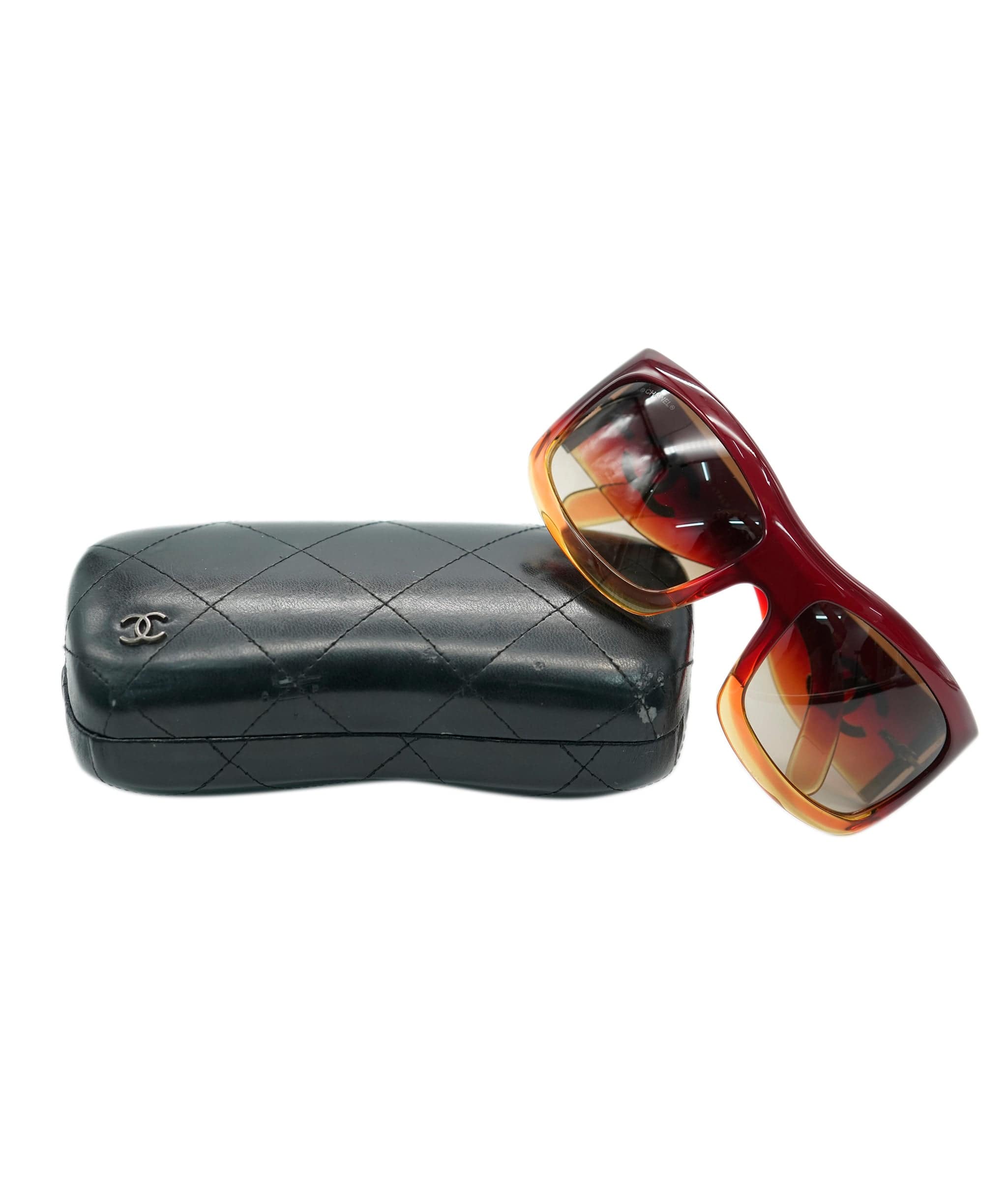 Chanel Chanel Logo Chunky Oversized Sunglasses in Orange / Red Ombre  ALL0716