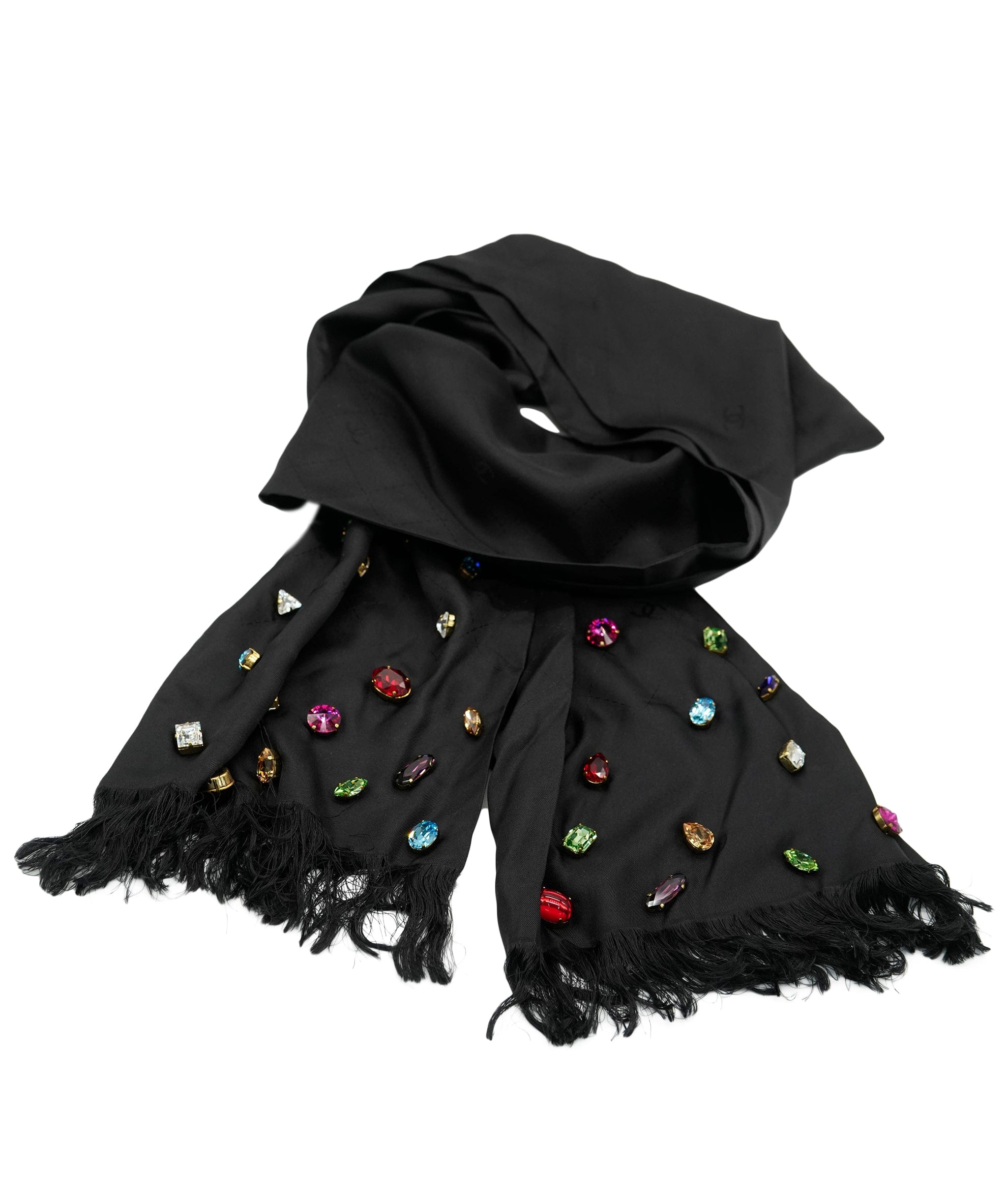 Chanel Chanel navy scarf silk with perles  DXBS3774