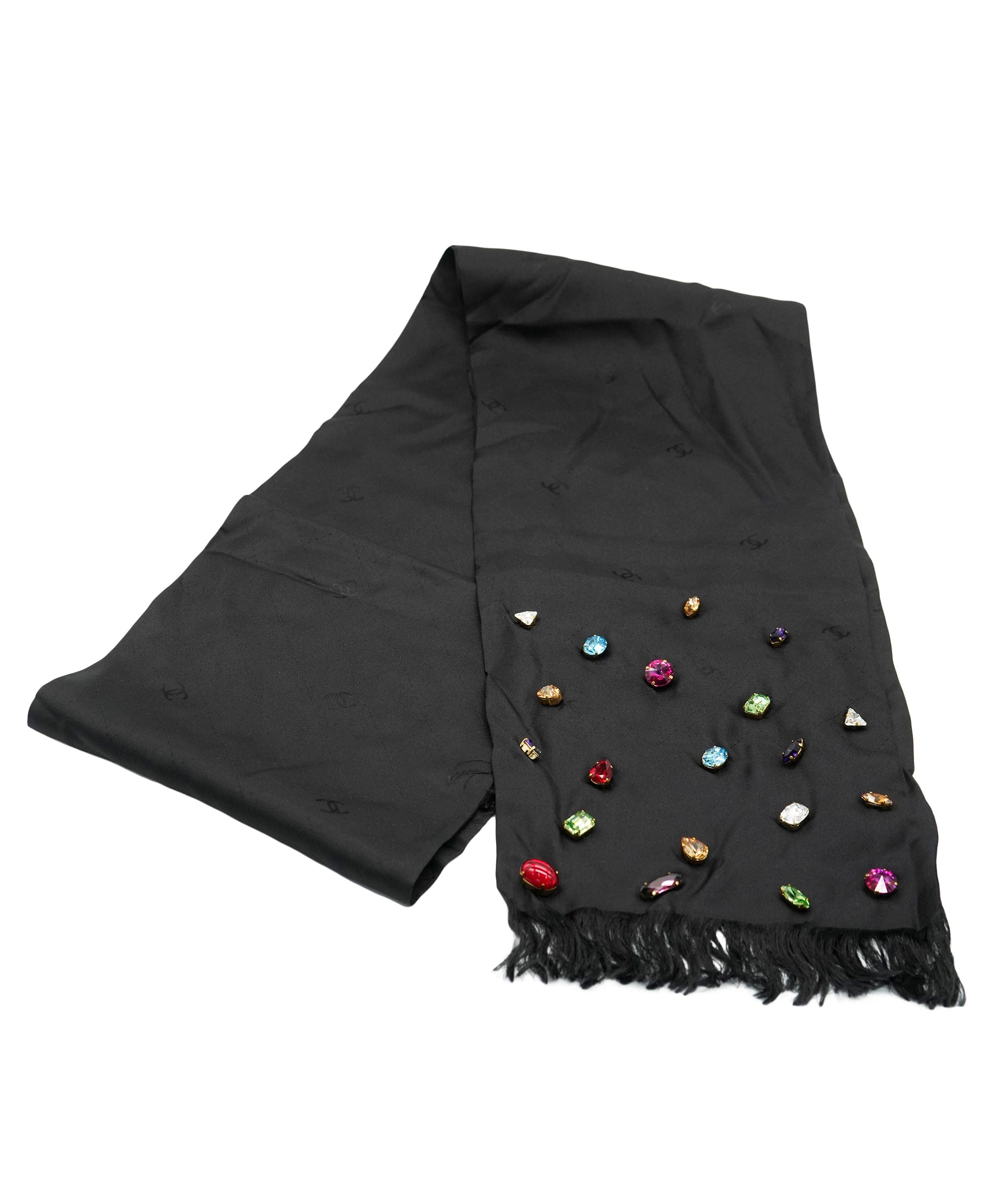 Chanel Chanel navy scarf silk with perles  DXBS3774