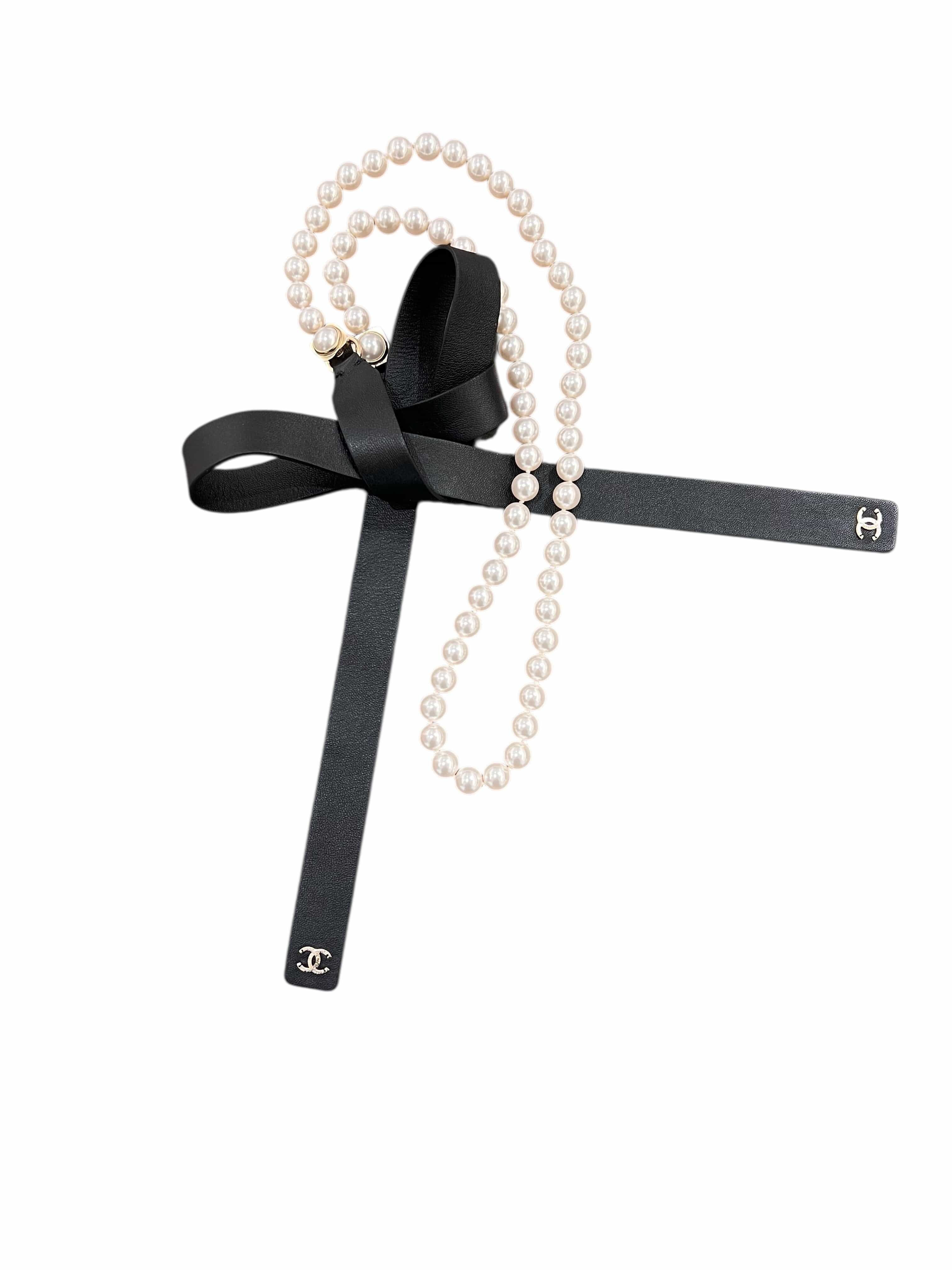 Chanel Chanel pearl belt leather ends Size M A21C - Preloved SKCX4057