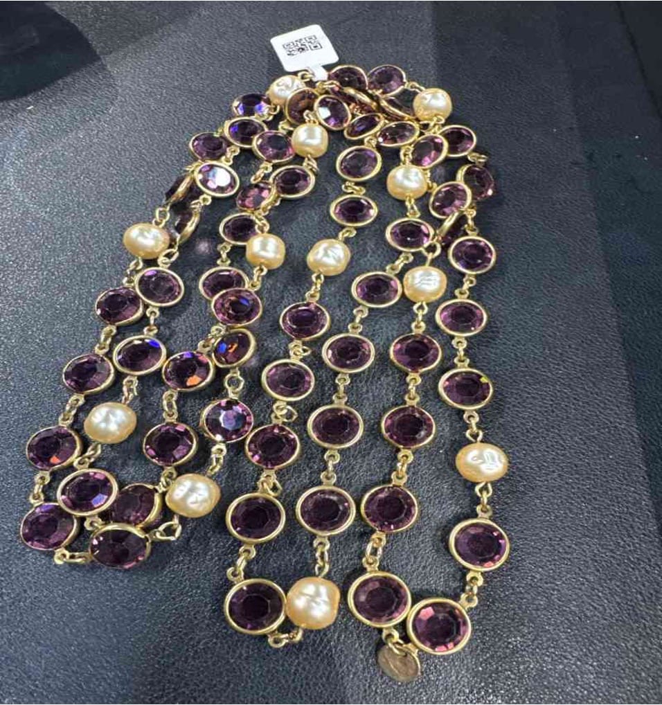 Chanel CHANEL Purple Crystal Necklace LZ509147