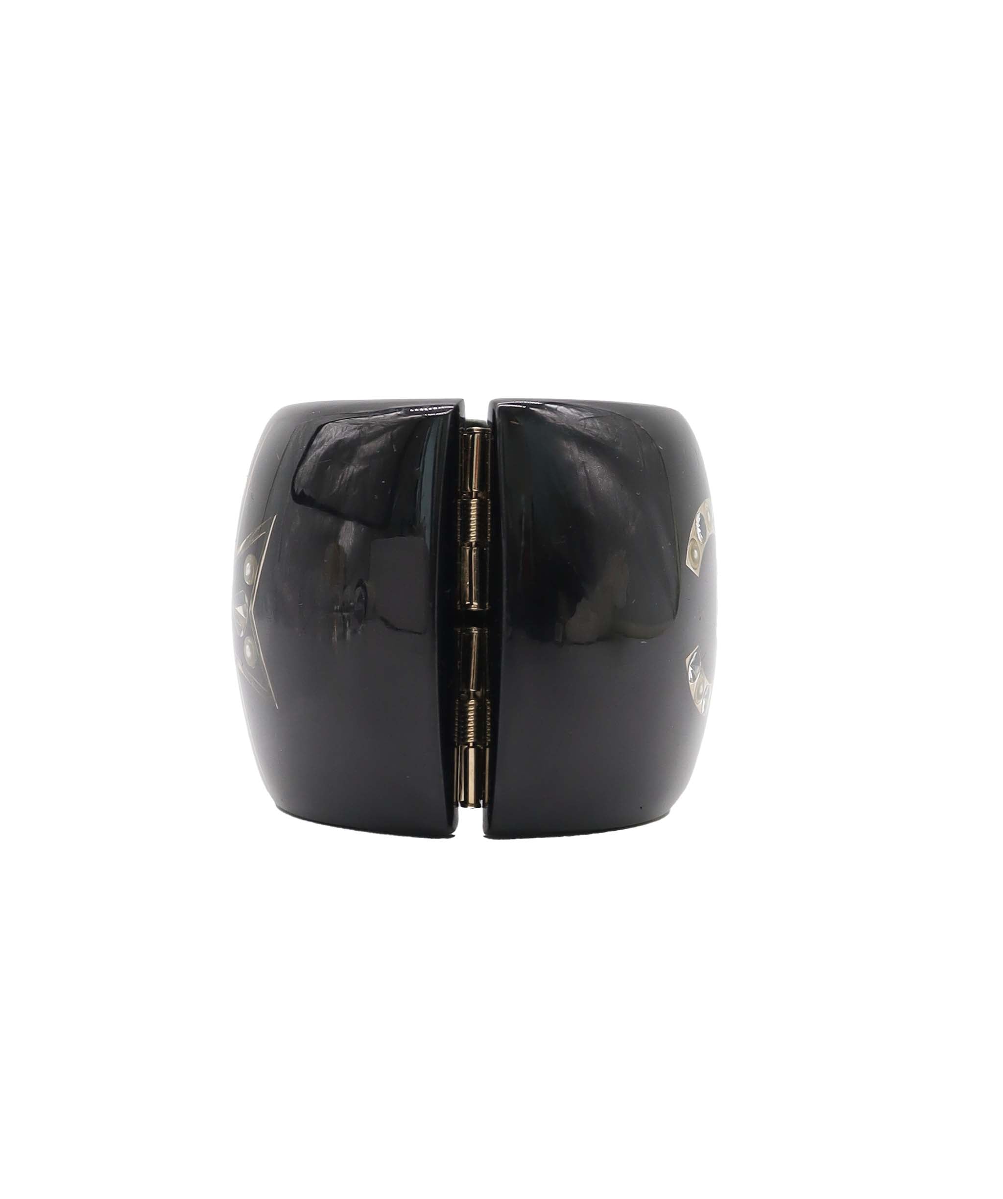 Chanel CHANEL RESIN CRYSTAL CUFF BRACELET BLACK ASC7320