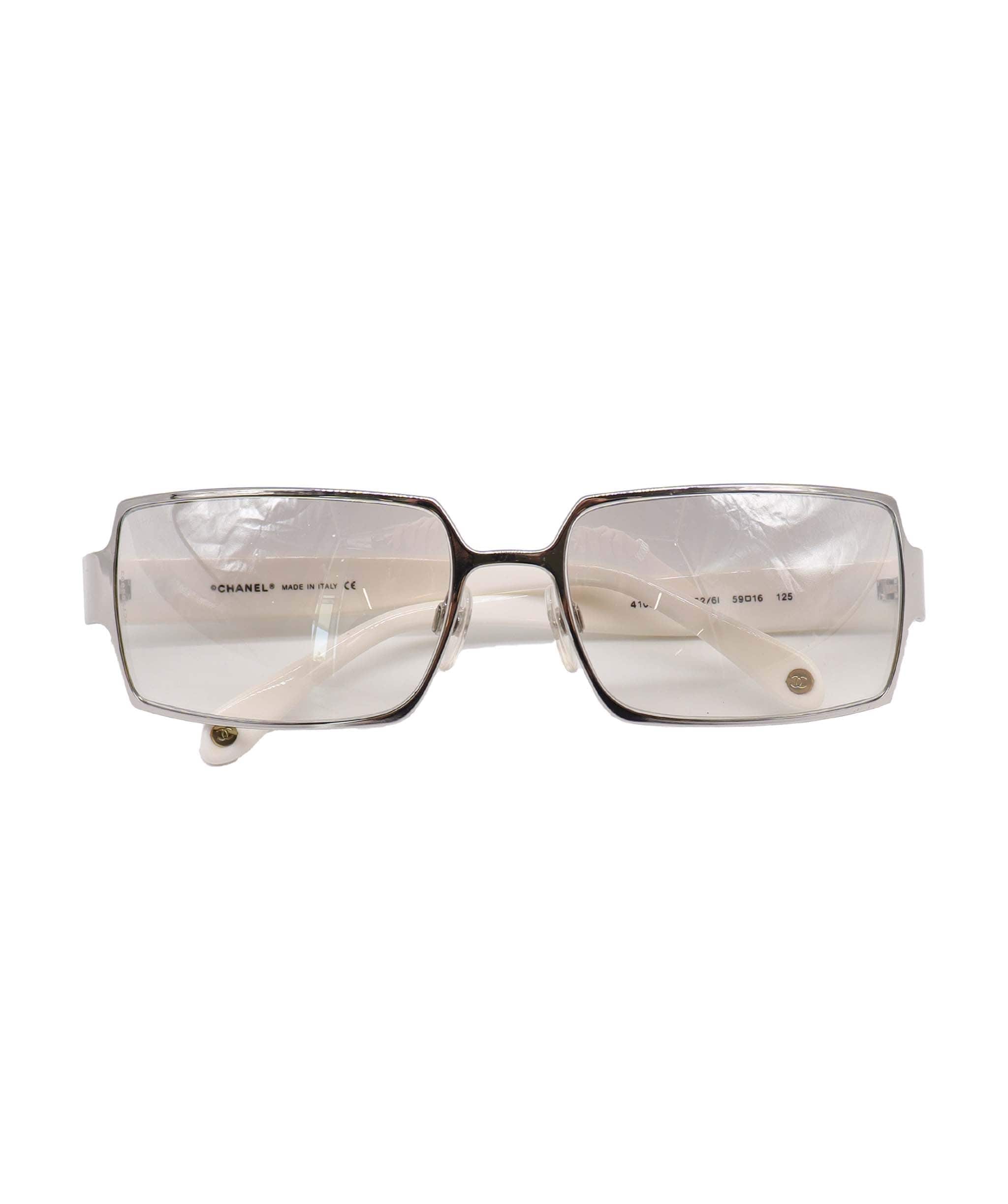 Chanel Chanel Rhinestone Matelasse Clear Sunglasses White DXBS4241