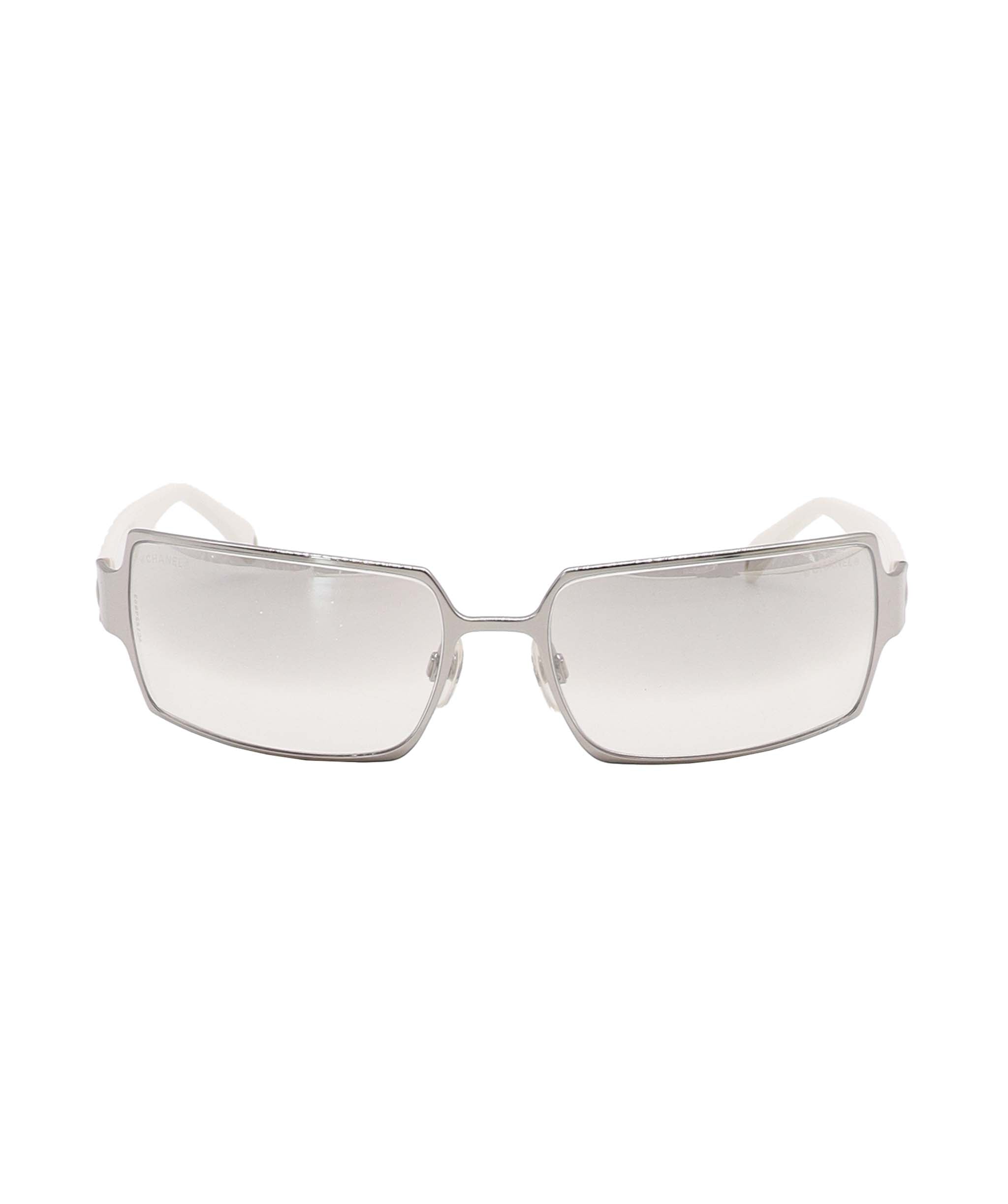 Chanel Chanel Rhinestone Matelasse Clear Sunglasses White DXBS4241