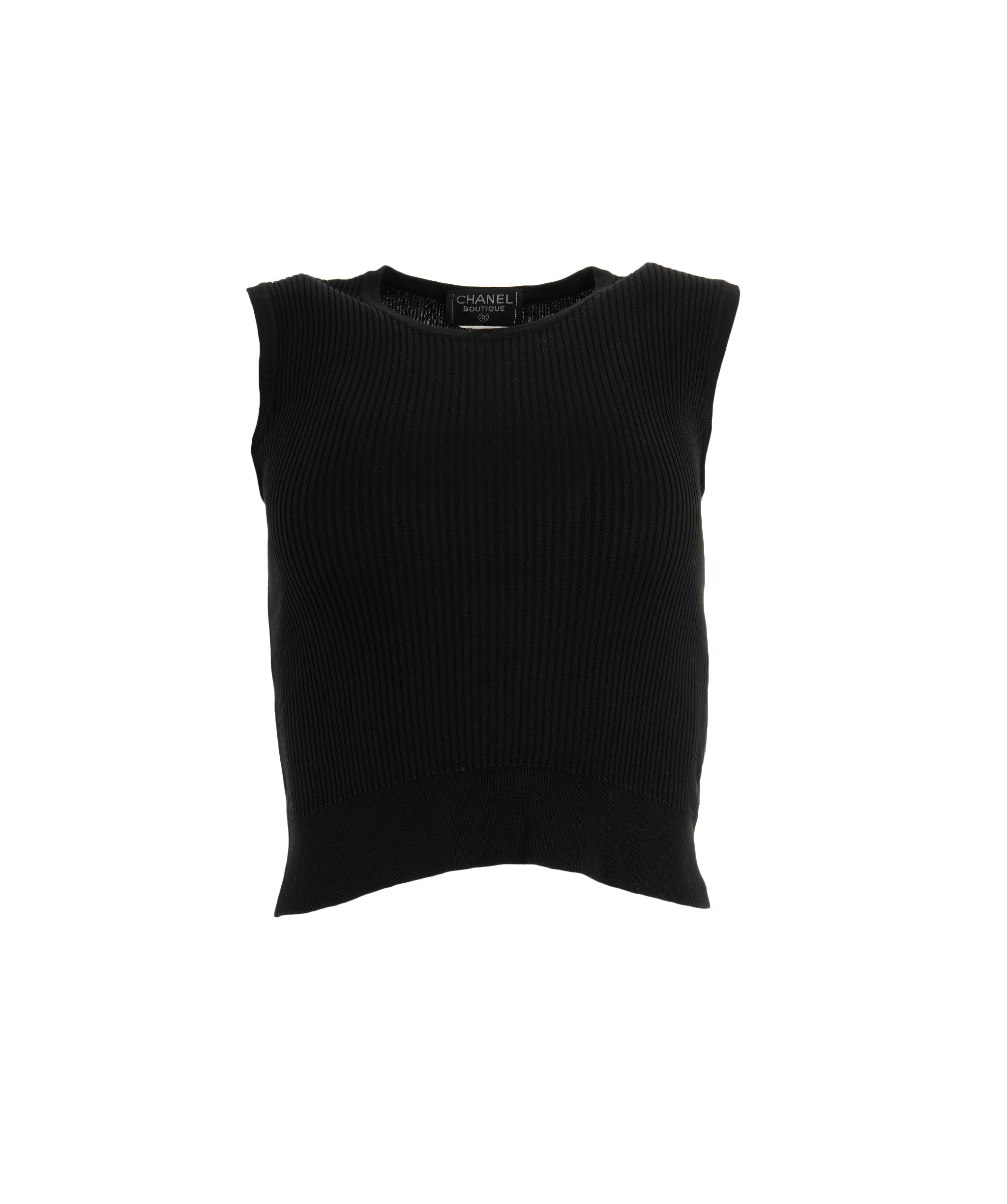 Chanel Chanel Rib Sleeveless Top Black DBXS2427