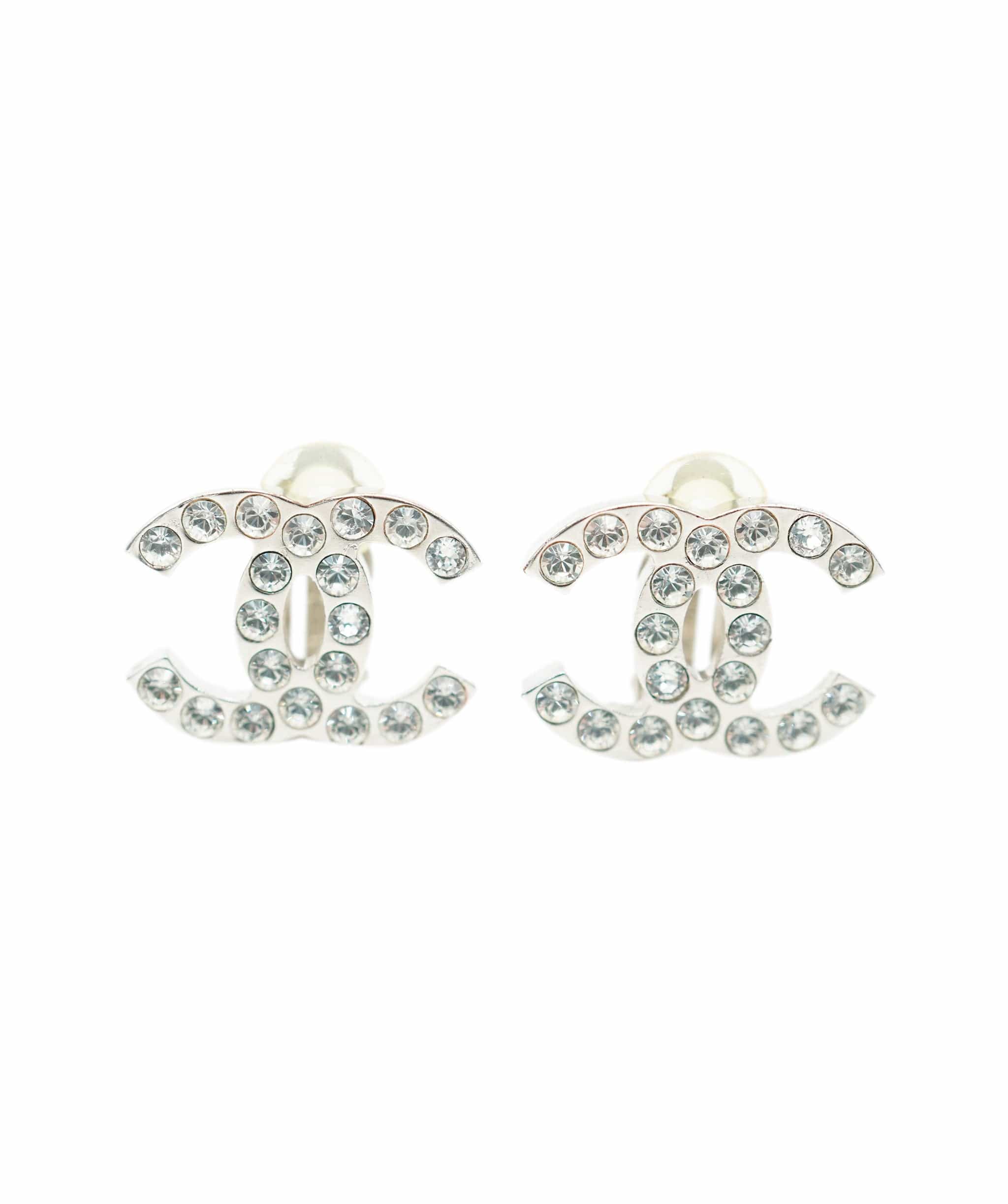 Chanel Chanel silver rhinestone cc clip ons earrings  AVC1933