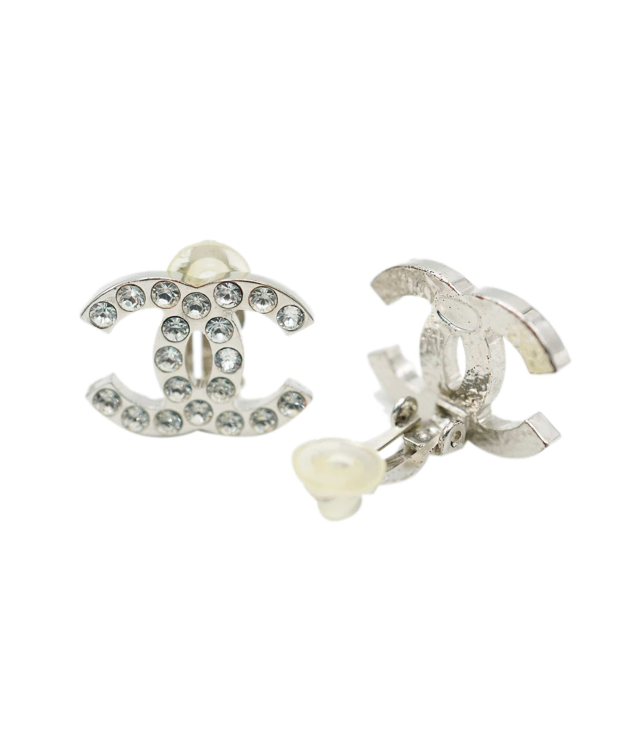 Chanel Chanel silver rhinestone cc clip ons earrings  AVC1933