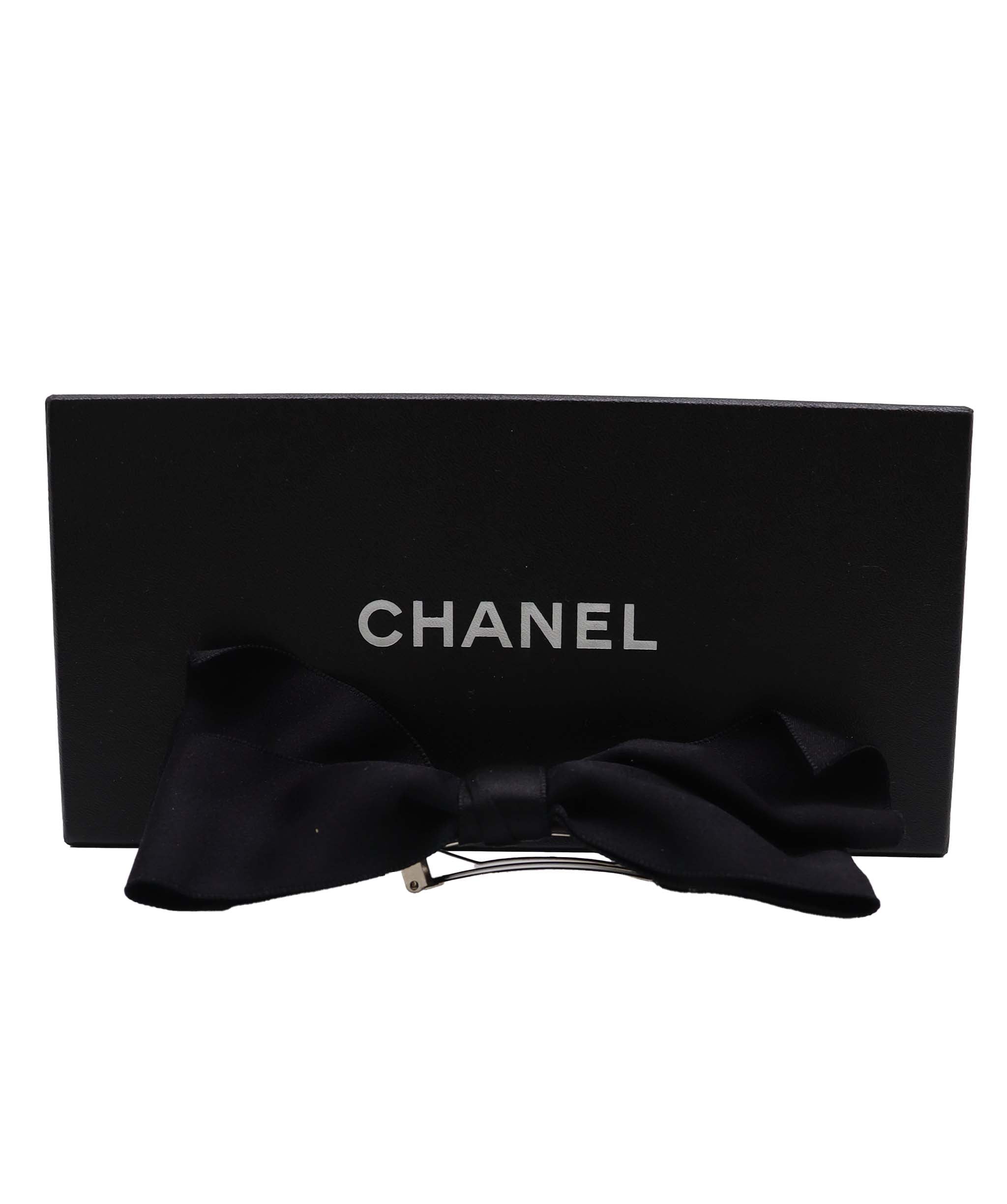 Chanel Chanel Tortoiseshell Satin Acrylic Black Bow Hair Clip DXBS3703