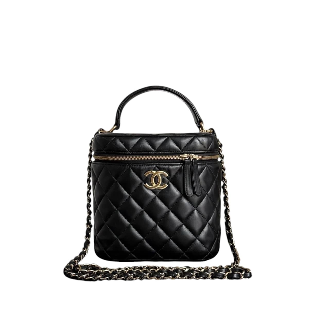 Chanel CHANEL TRENDY CC VANITY BLACK LAMBSKIN GOLD HARDWARE MICROCHIP SYCM635