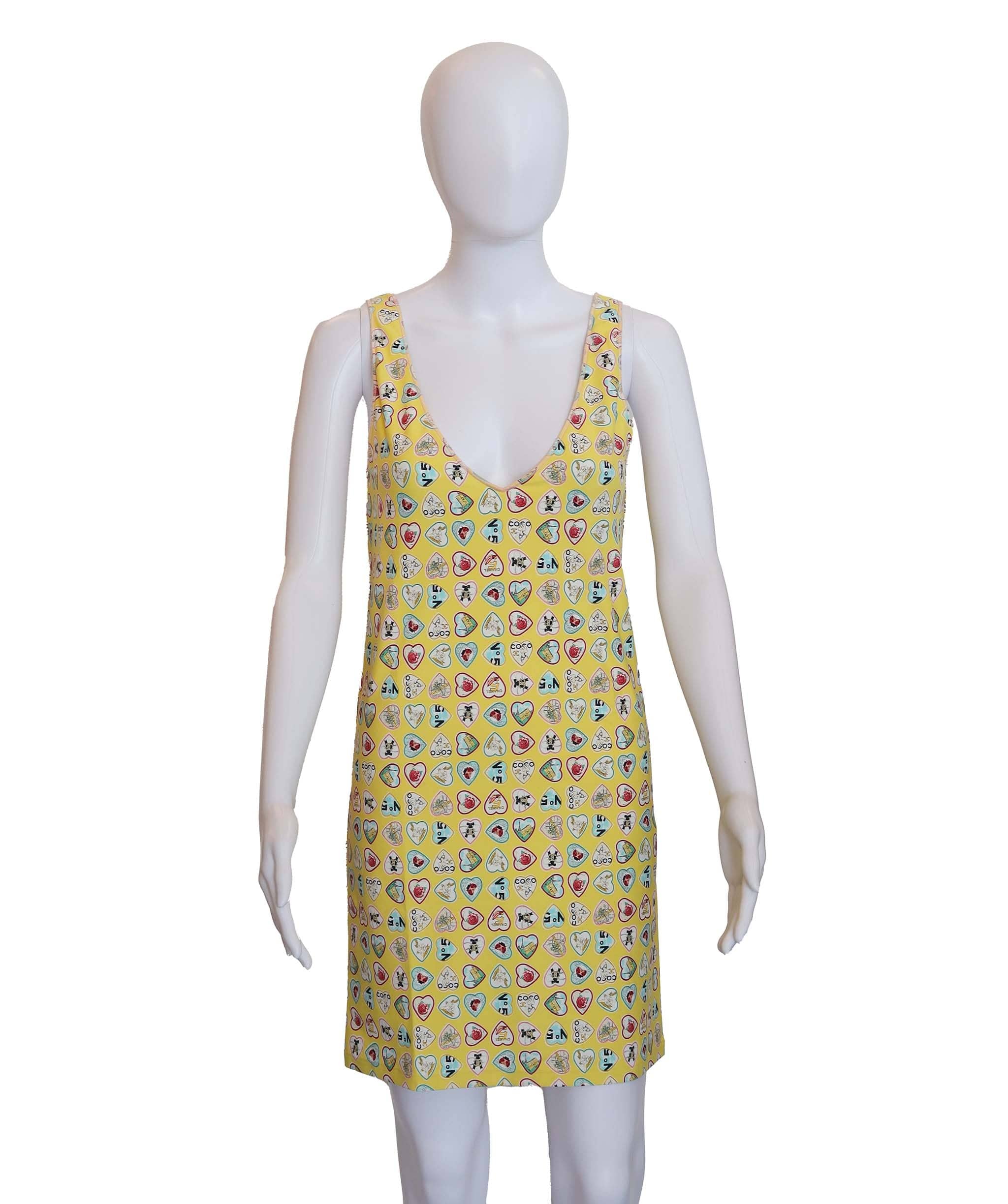 Chanel Chanel Valentine Maillot Nylon Yellow Sleeveless Dress Size 36 DXBS3693