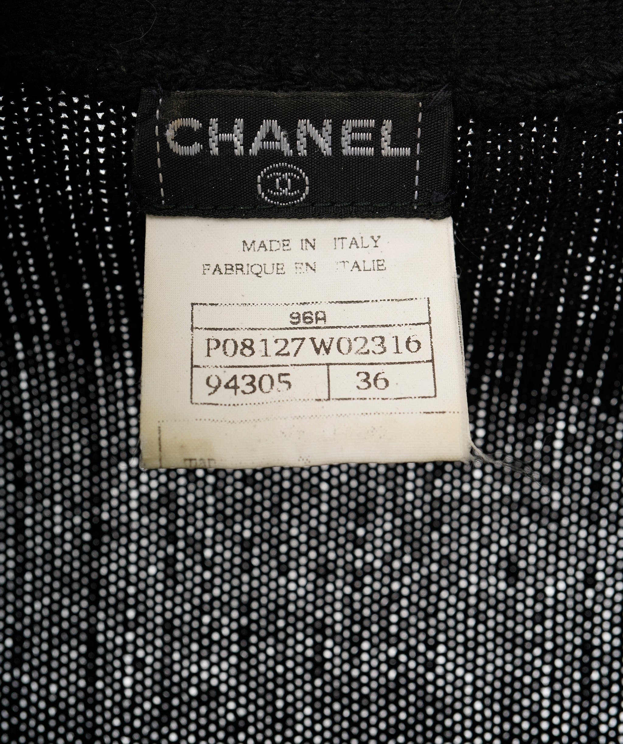 Chanel Vintage 96A Black Quilted Suede Knit CC Cardigan DBXS2421