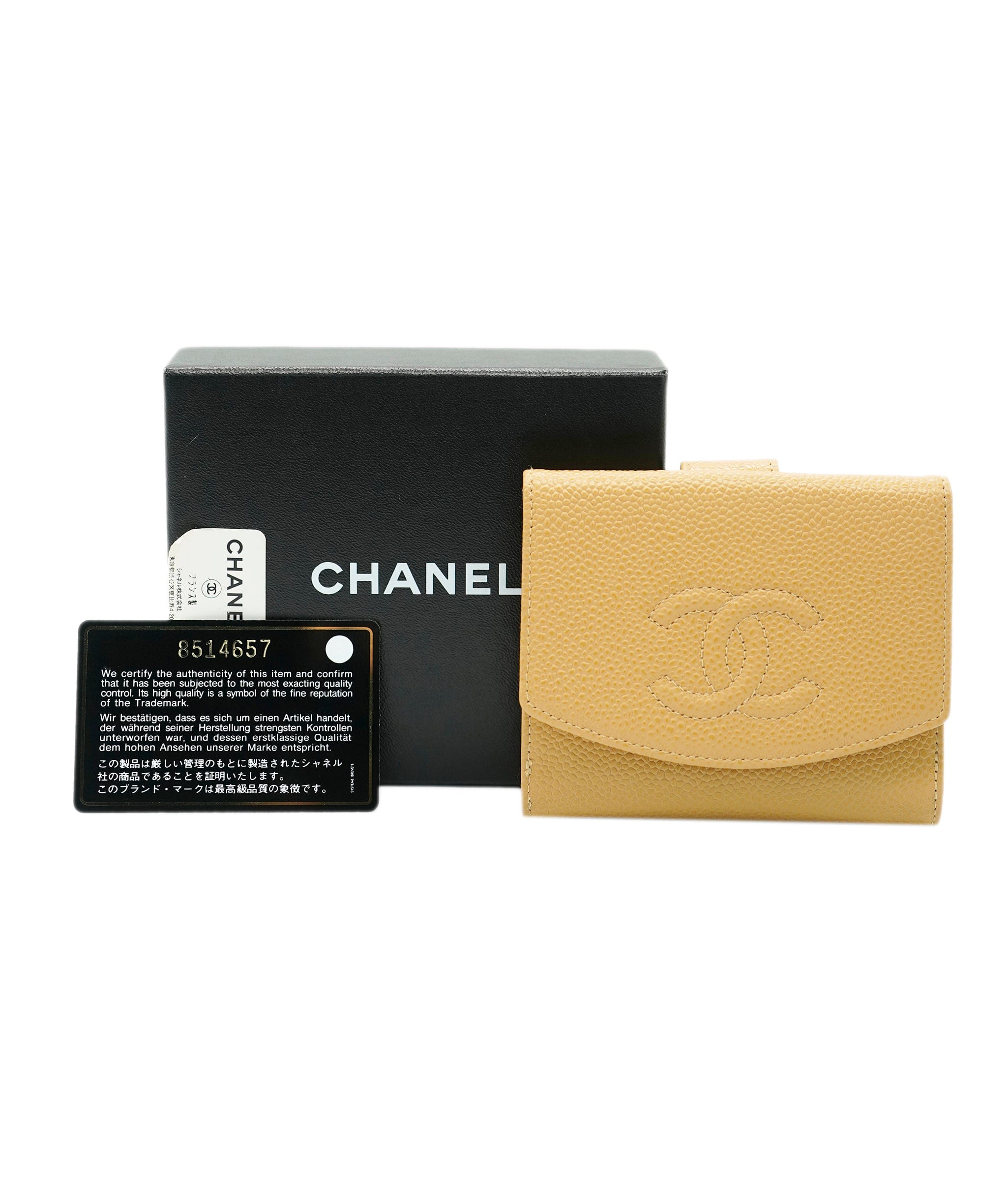 Chanel CHANEL VINTAGE BIFOLD COMPACT WALLET BEIGE DBXS3575