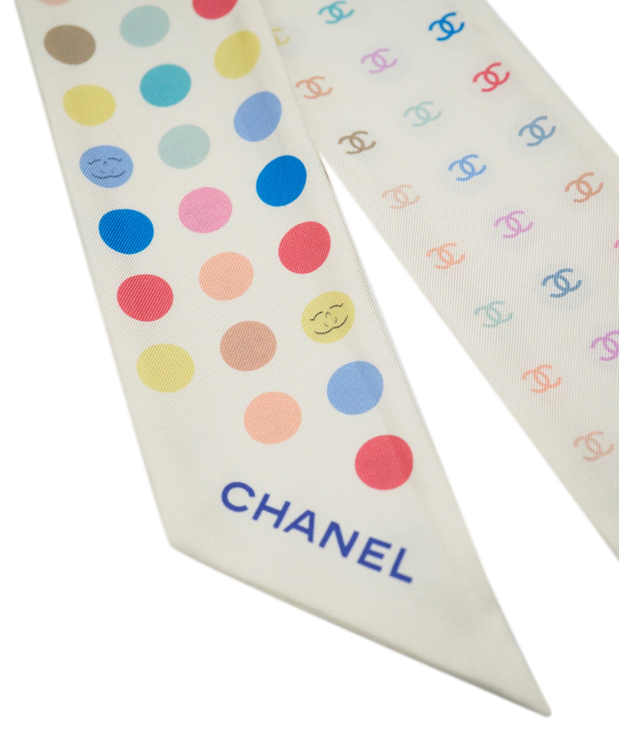 Chanel Chanel white & multicoloured spotty twilly - AJC0767