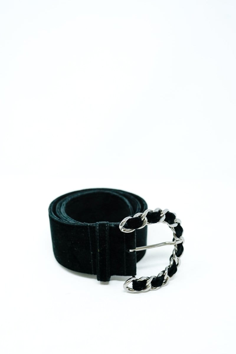 8. LP x C Chanel Black Velvet Intwined Buckle Belt - AGL1683