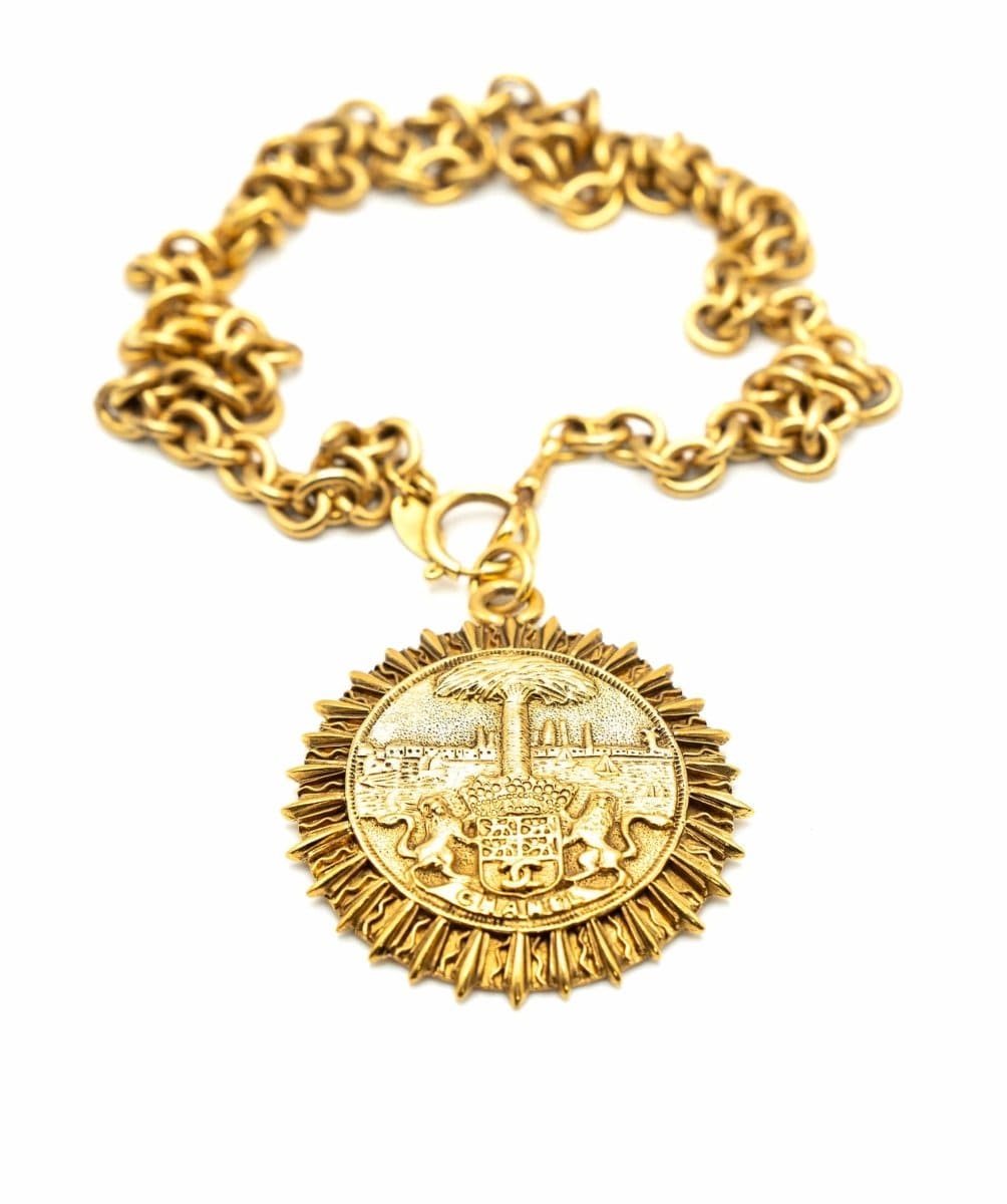 80s Long Large Circle Medallion Necklace ASL3913