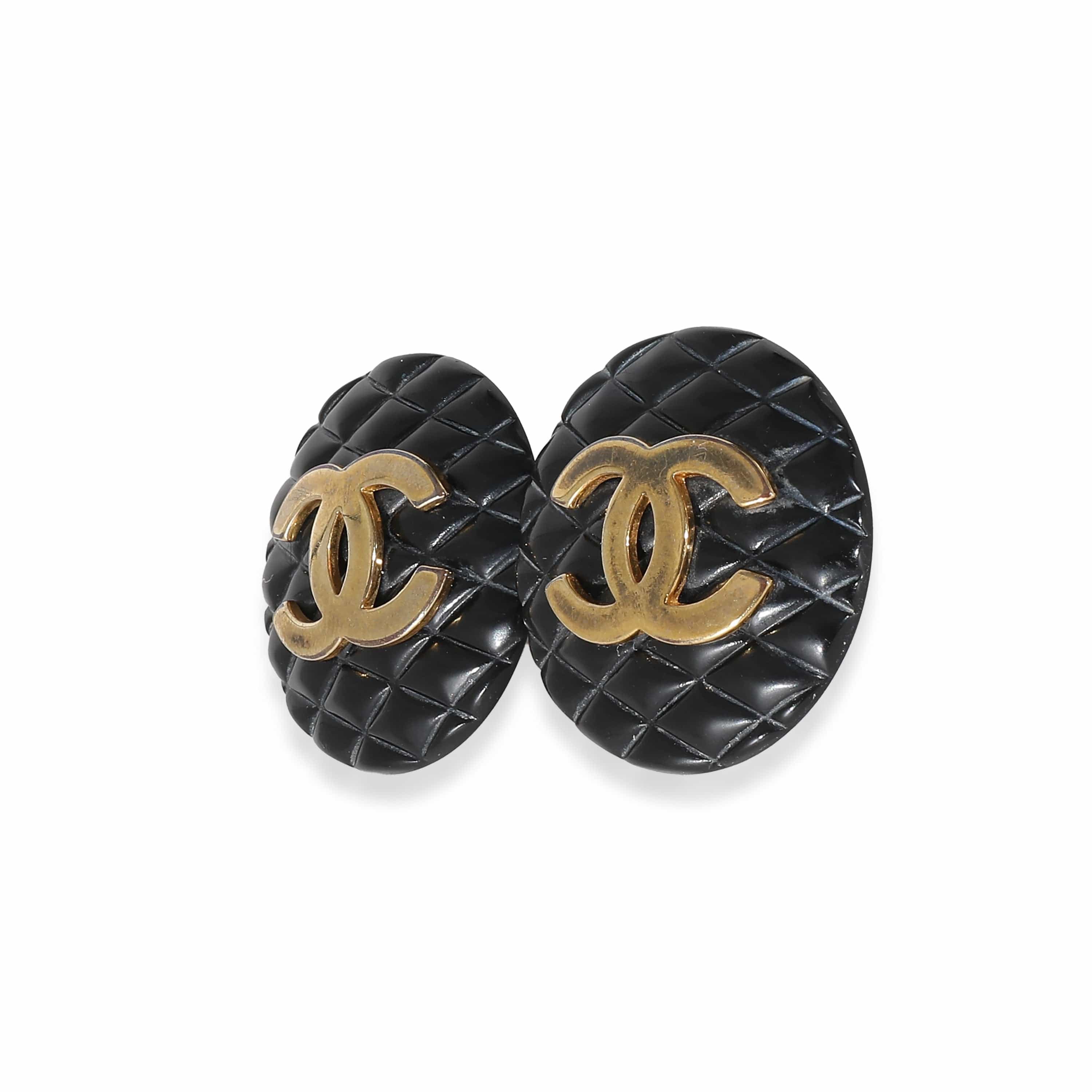 Chanel Chanel Black Quilted Earrings ASL3594