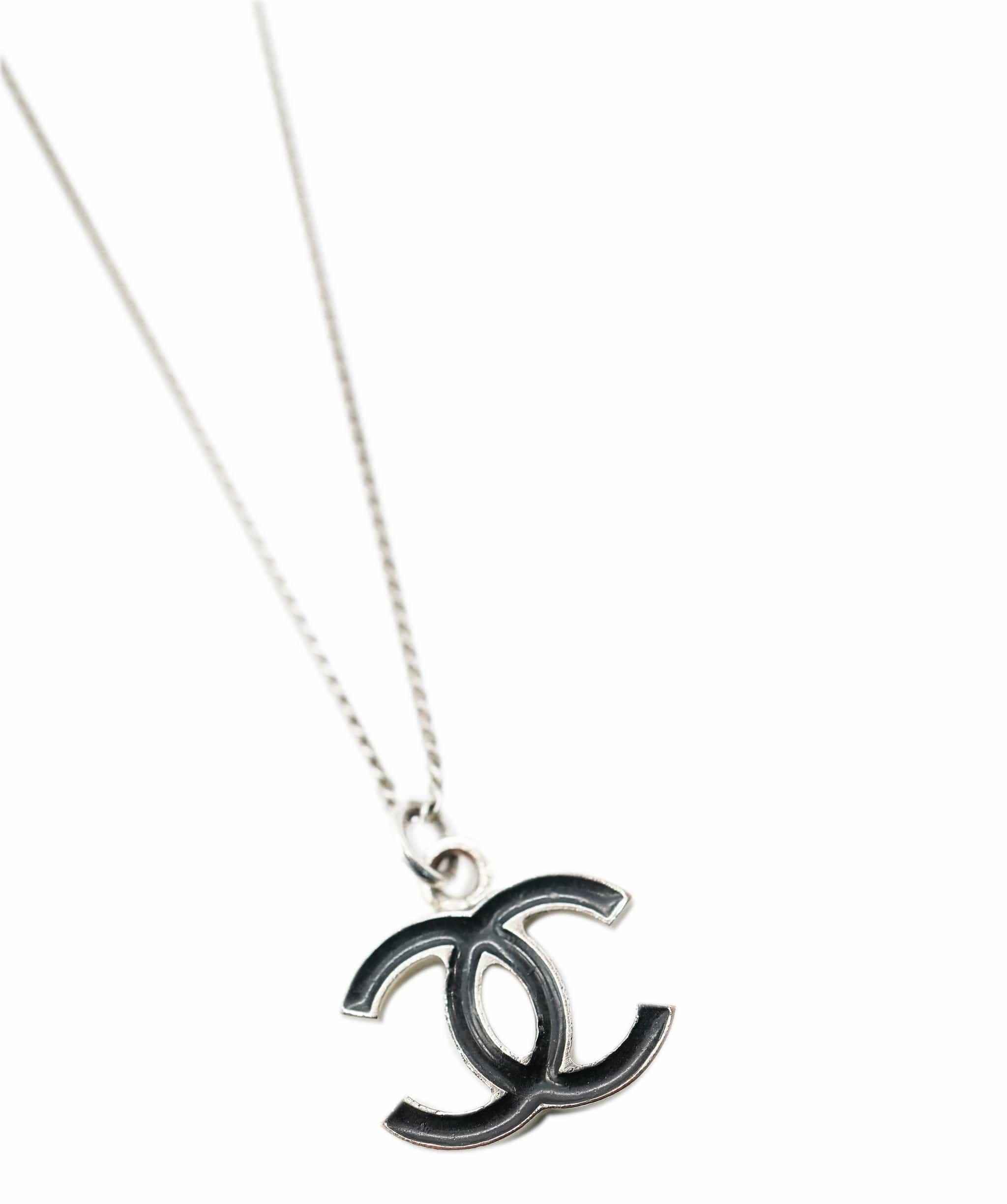 Chanel Chanel Black Silver CC Necklace