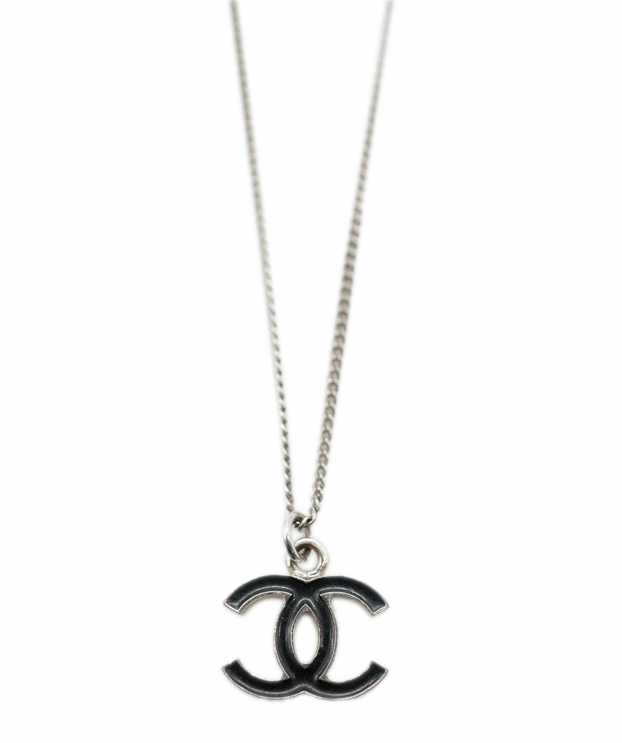 Chanel Chanel Black Silver CC Necklace