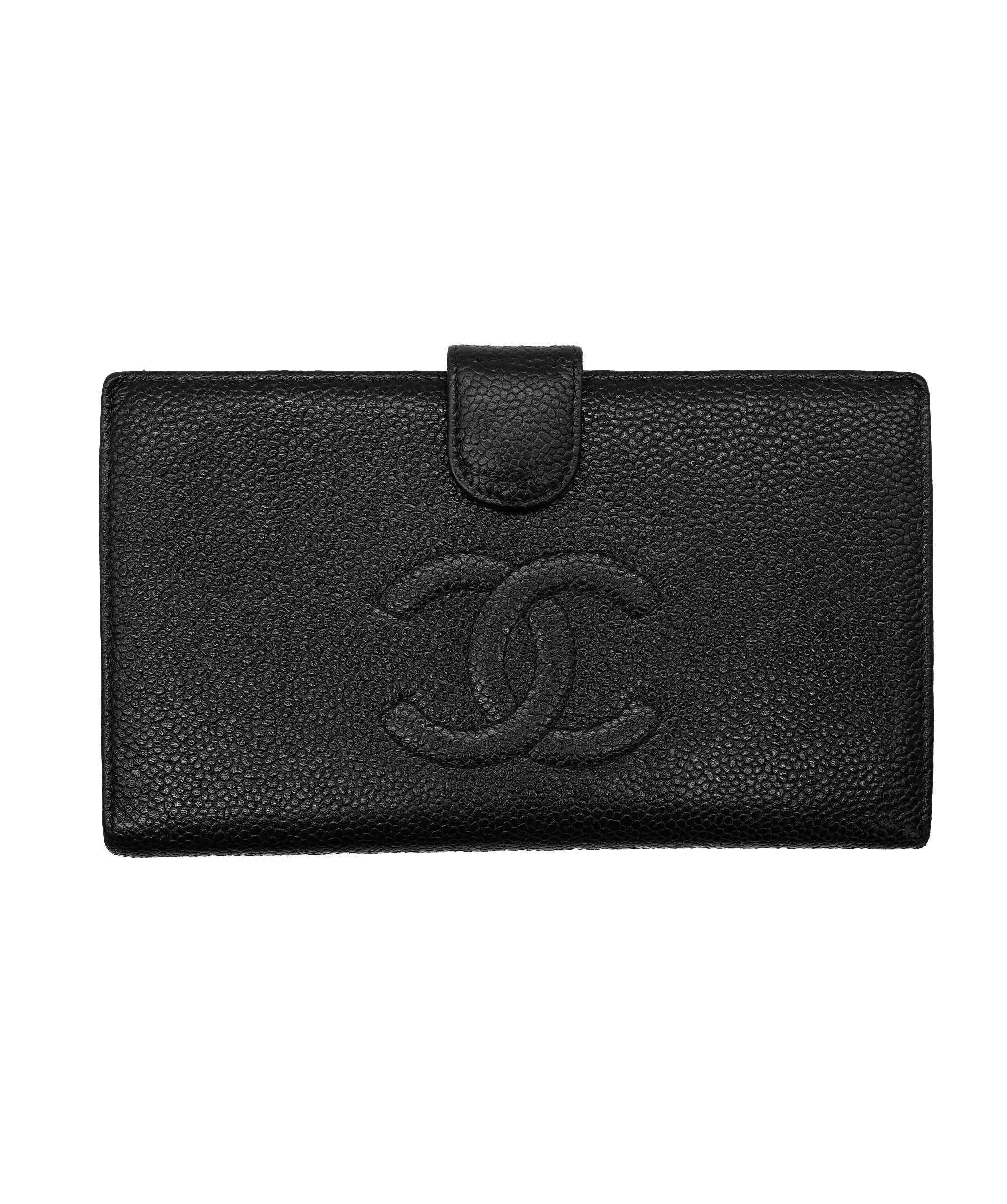 Authentic CHANEL Vintage CC Timeless French Long Wallet Purse Caviar Black  🌸🌸